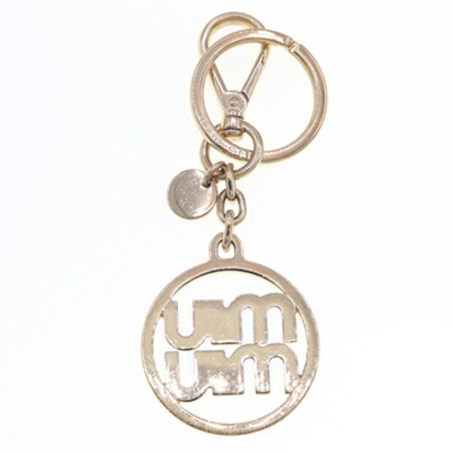 Miu Miu Miu Keychain Gold and Blue Metal Key Ring Bag Charm MIU