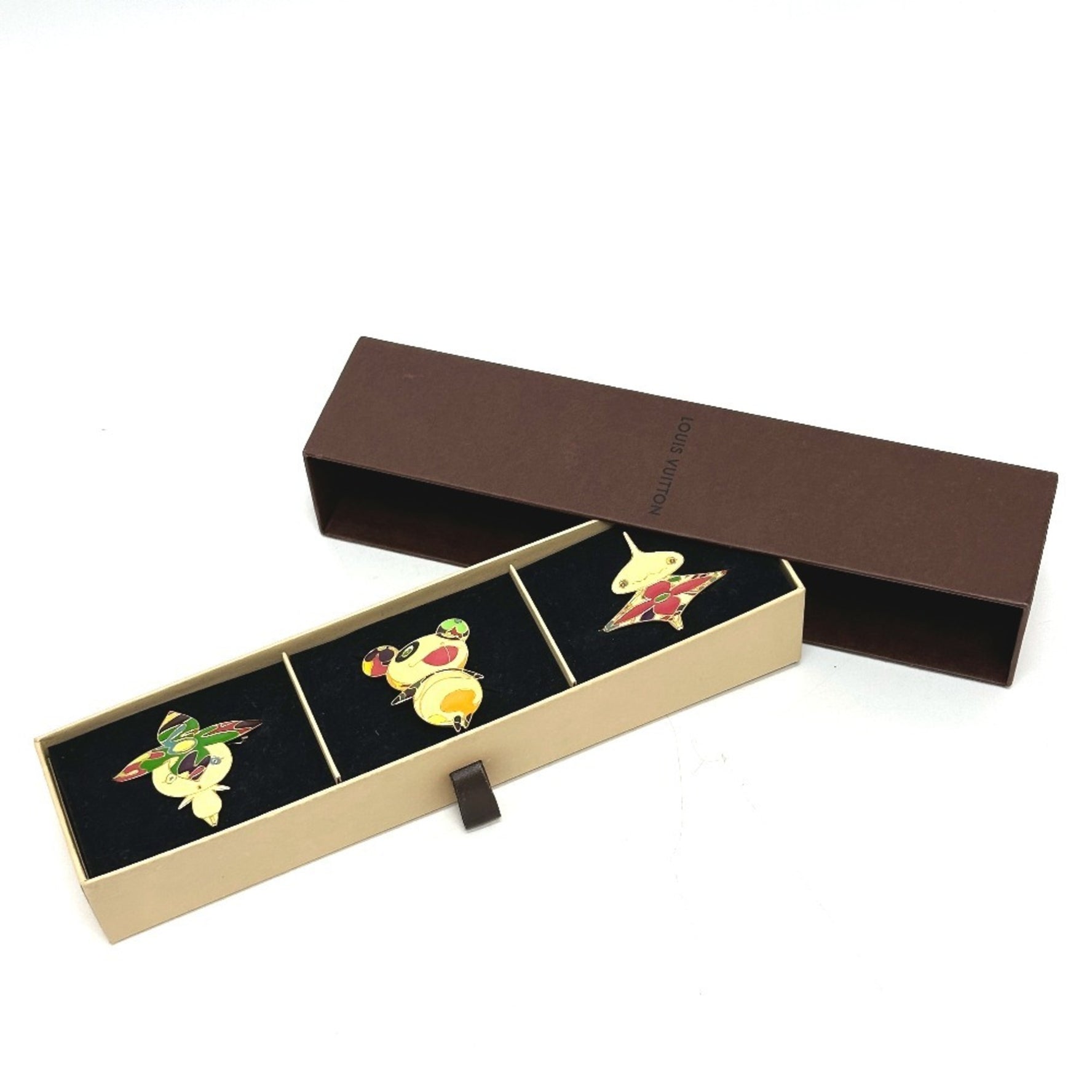 Louis Vuitton Takashi Murakami Panda Onion Head Flower Hatman Hairpin set Barrette Metal Men's Multicolor