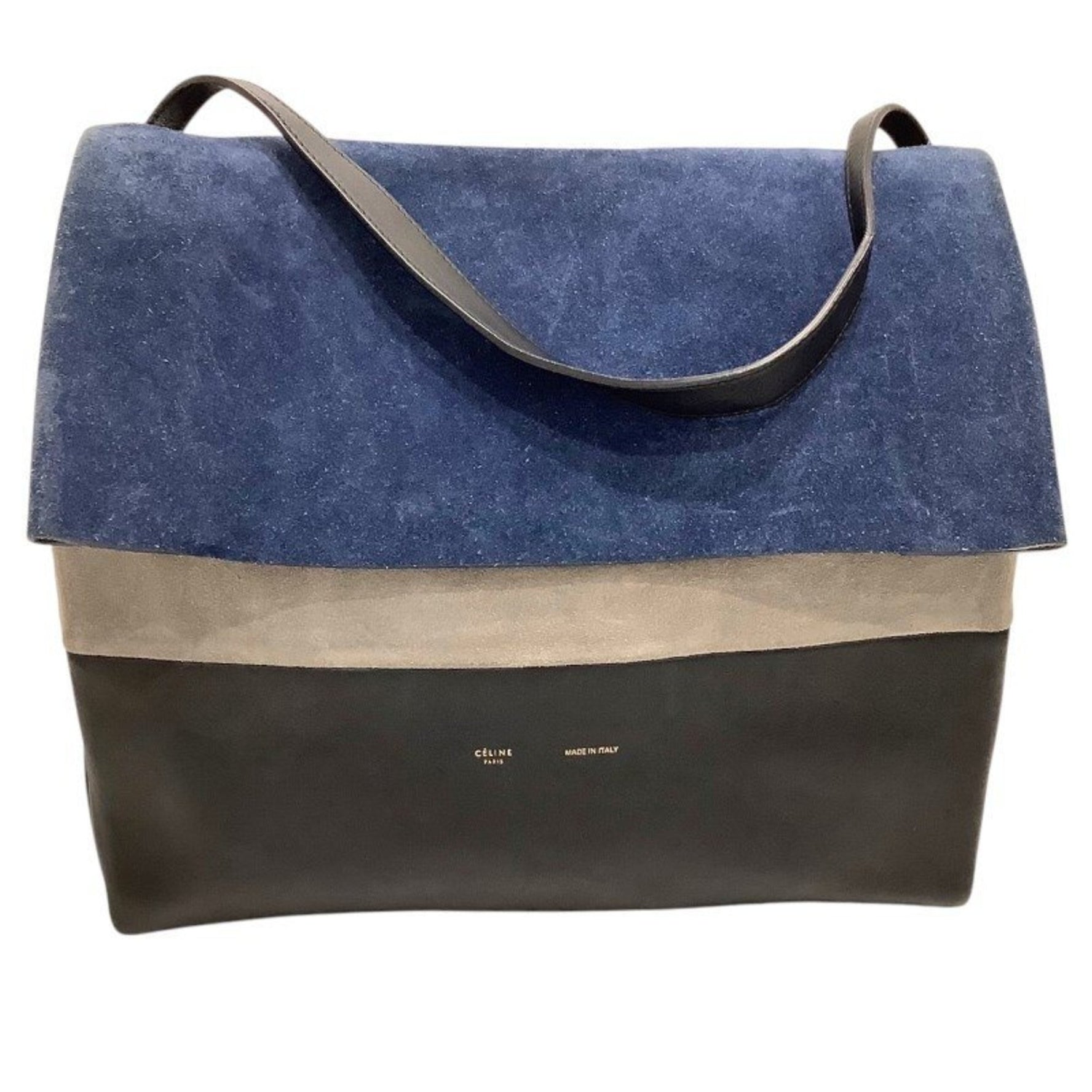 CELINE All Soft One Shoulder Bag in Leather, Suede, Navy, and Black