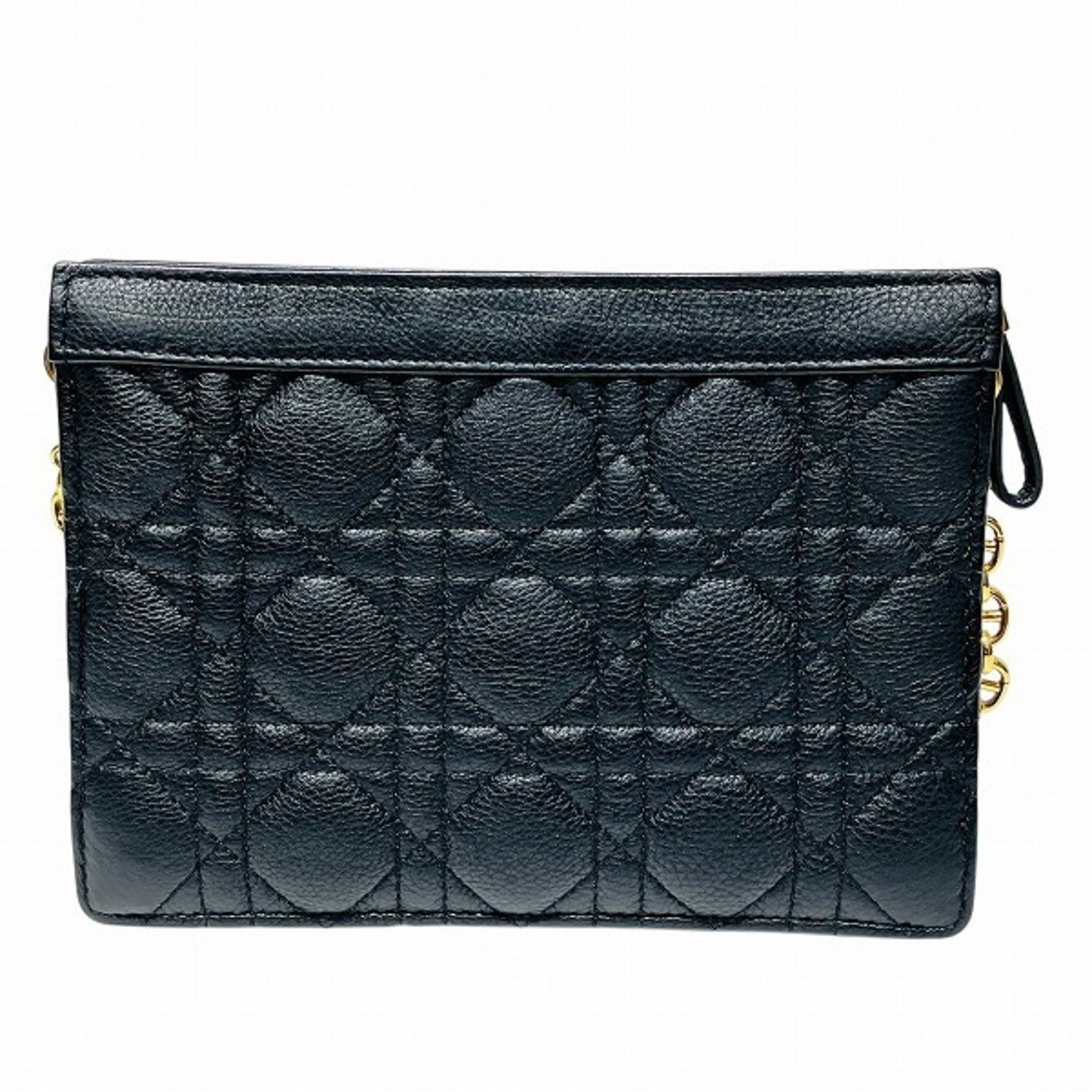 Christian Dior Dior Cannage Caro Zip Pouch Chain Shoulder Bag