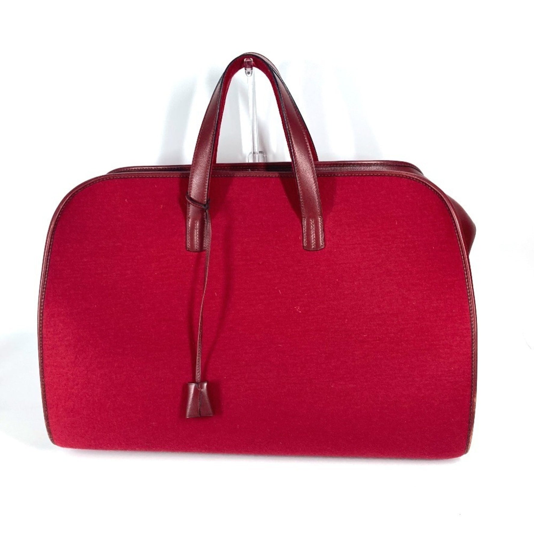 HERMES H punching logo hoodoo travel bag, Boston felt, leather, men's, red