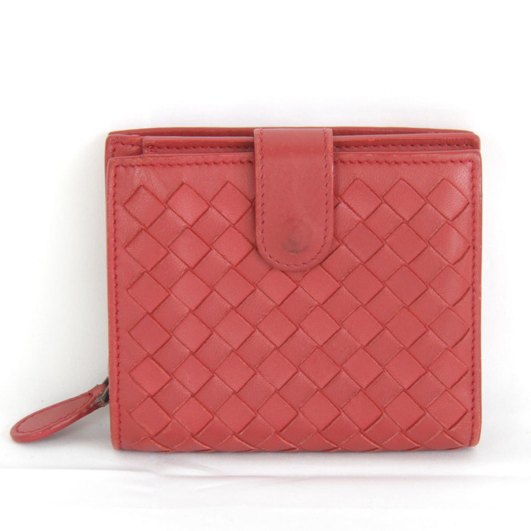 BOTTEGA VENETA Intrecciato Bifold Wallet Leather Red