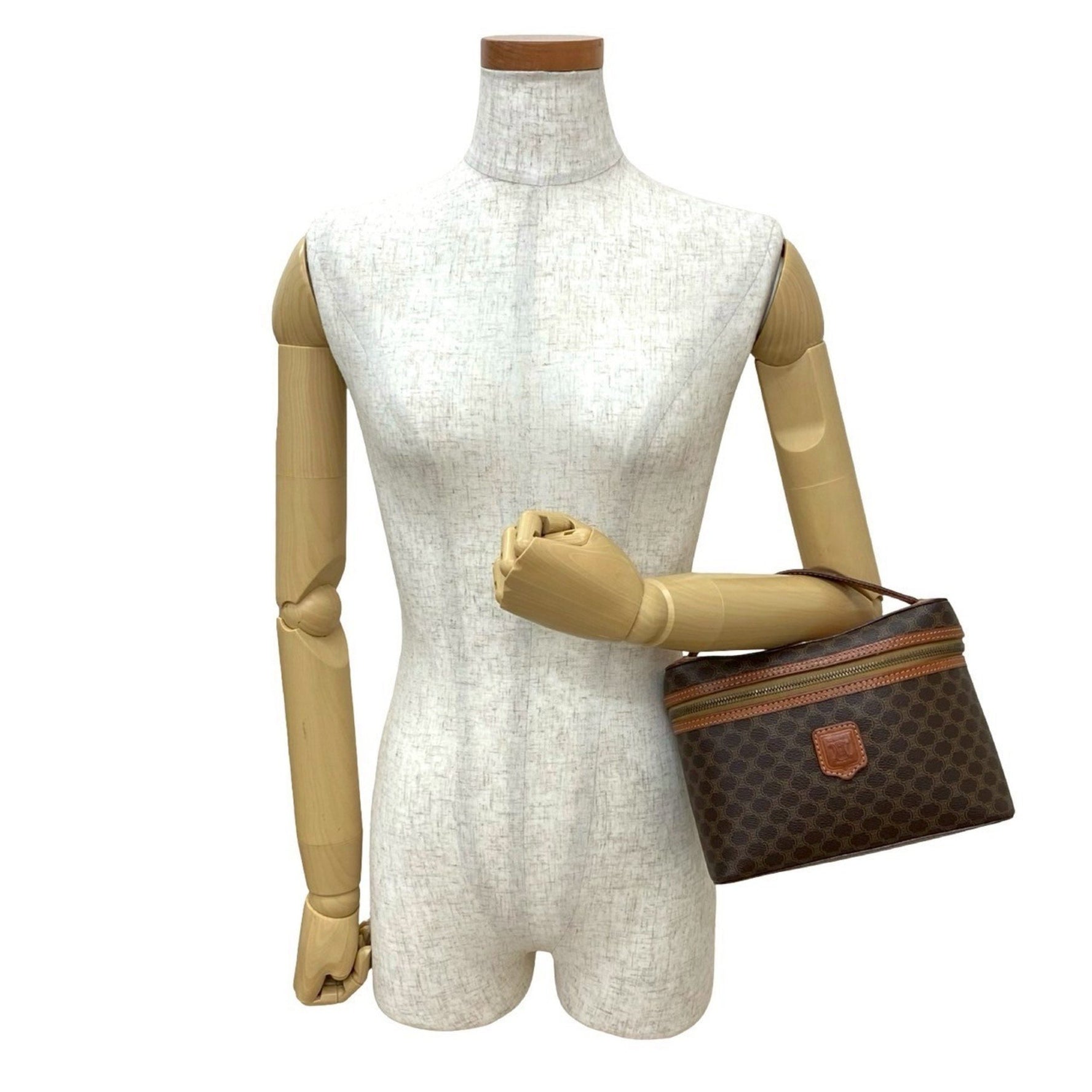 CELINE Vintage Macadam Blason Triomphe Leather Handbag Vanity Bag