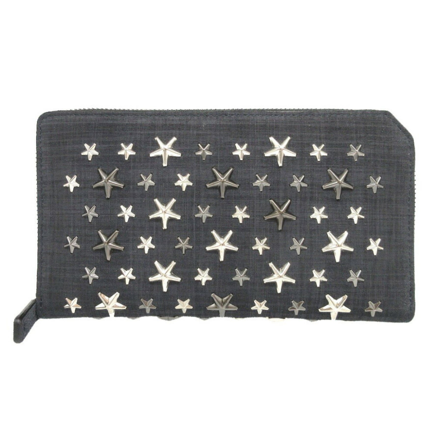 Jimmy Choo CARNABY Star Studs Denim Suede Round Long Wallet 0795