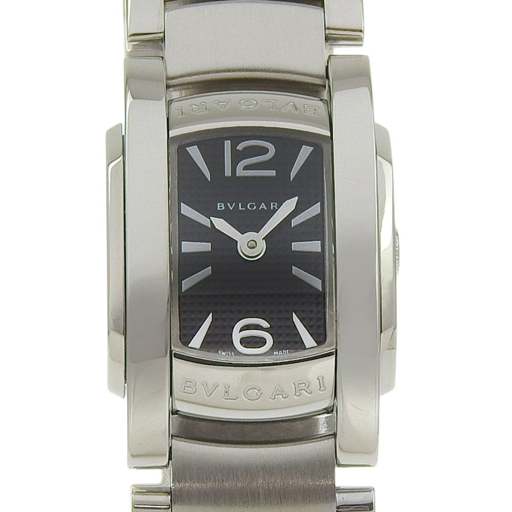 BVLGARI Assioma Watch Stainless Steel Quartz Analog Display Black Dial