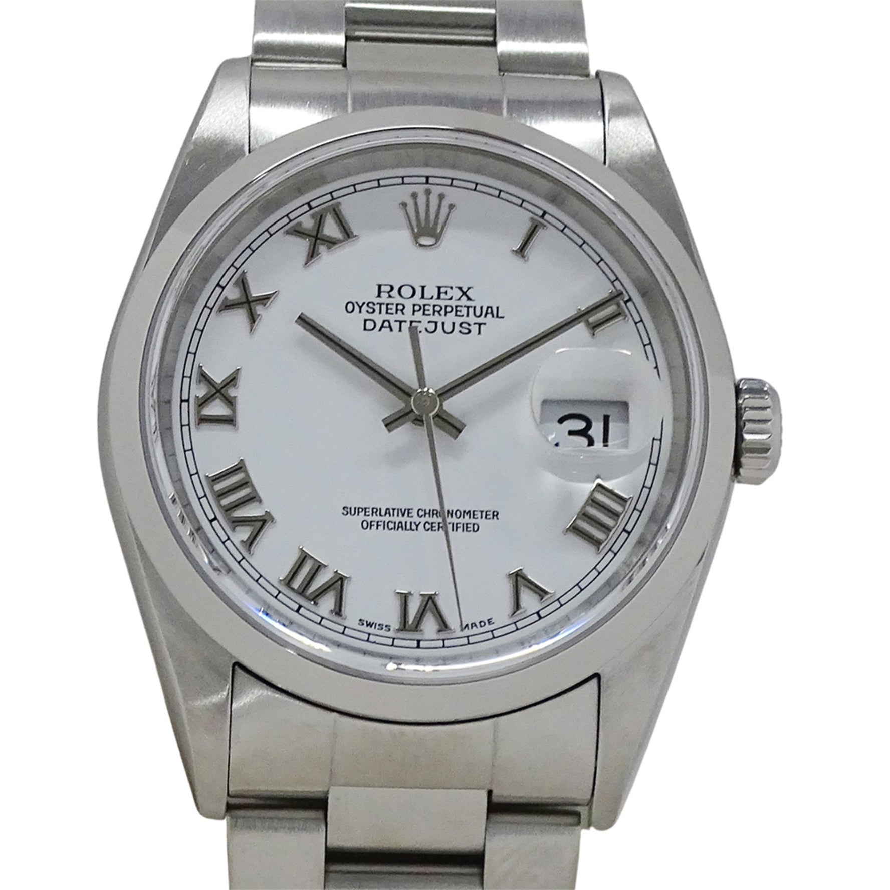 Rolex Datejust P-number Automatic Watch, Stainless Steel, Silver, White, Roman Dial, Polished