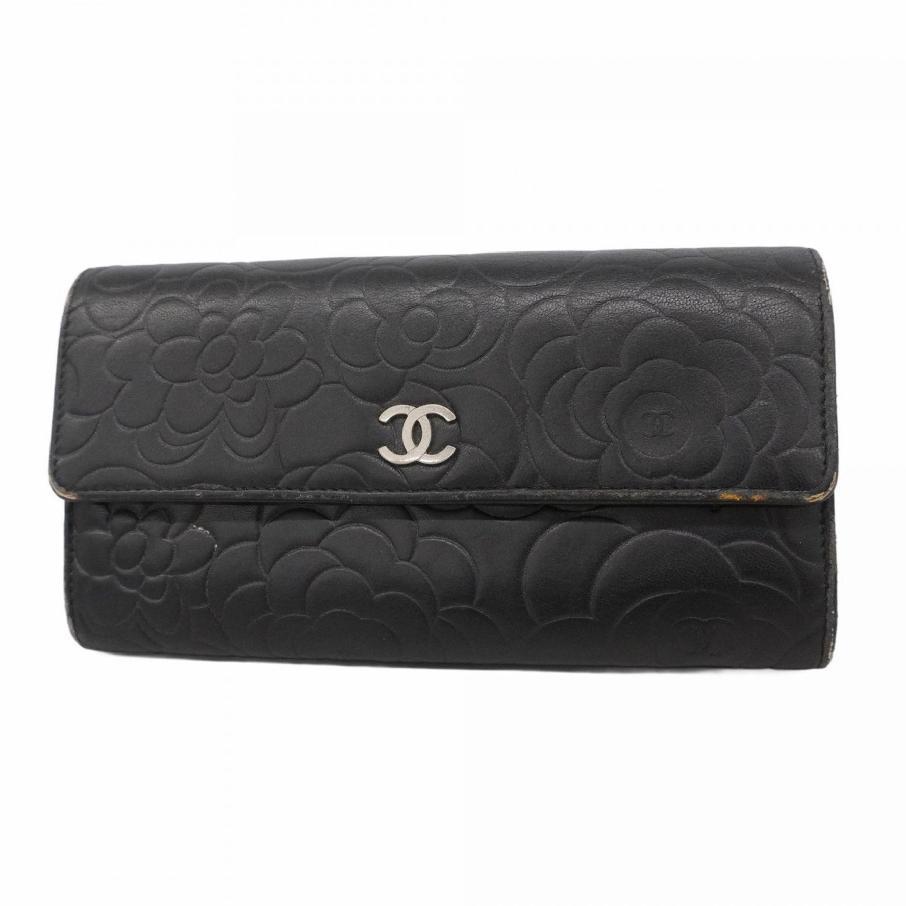 Chanel Camellia Lambskin Long Wallet