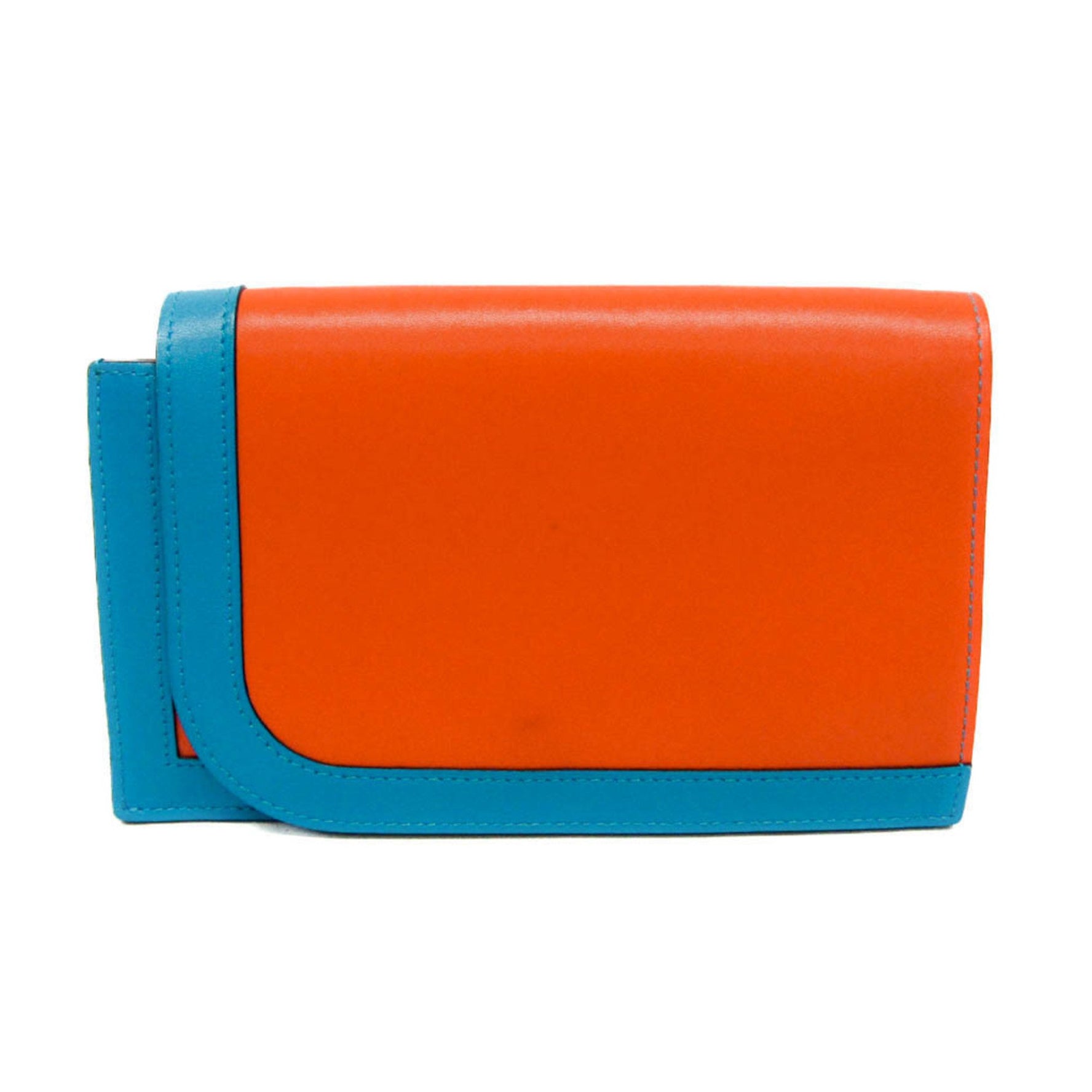 Hermes Camayeu Long Wallet Men,Women Leather Long Wallet (bi-fold) Bleu Saphir,Orange