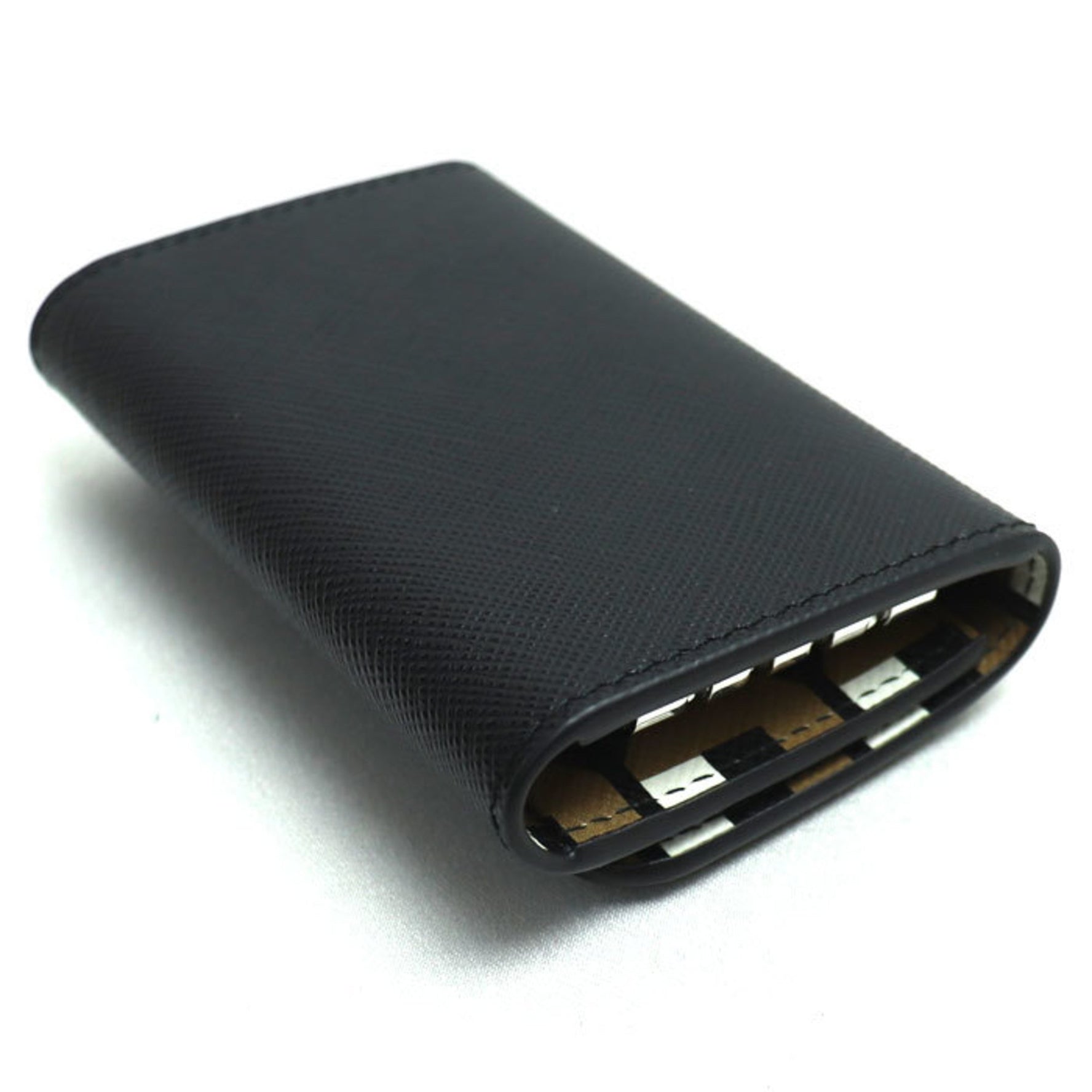 PRADA 4-Key Case, Geometric Pattern, Black, 1PG004, Men's