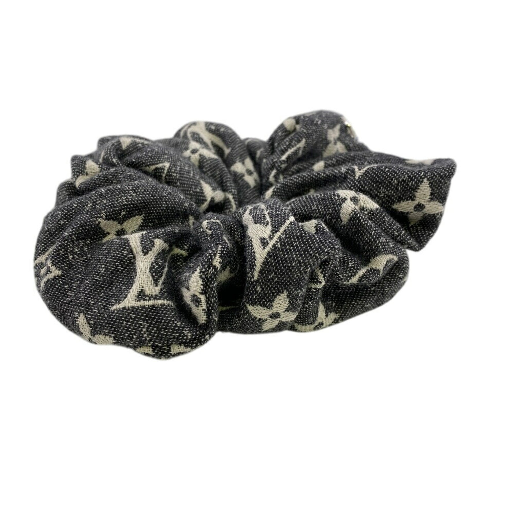 LOUIS VUITTON M78226 Scrunchie Monogram Jacquard Denim Hair Bag, Gray, Women's