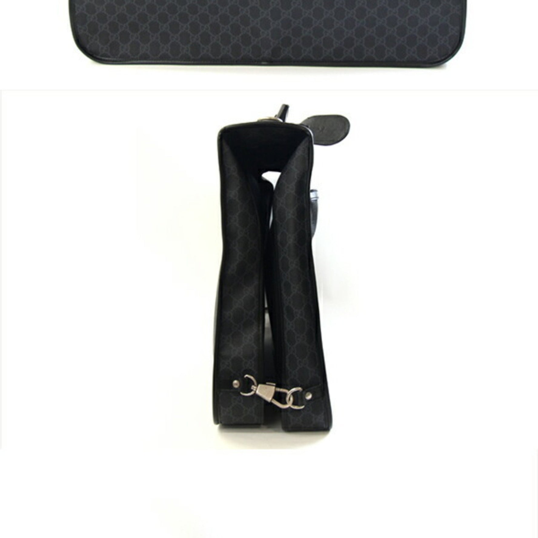Gucci GG Supreme Bag Black/Gray PVC Leather Case with Shoulder Strap and Interlocking G Design