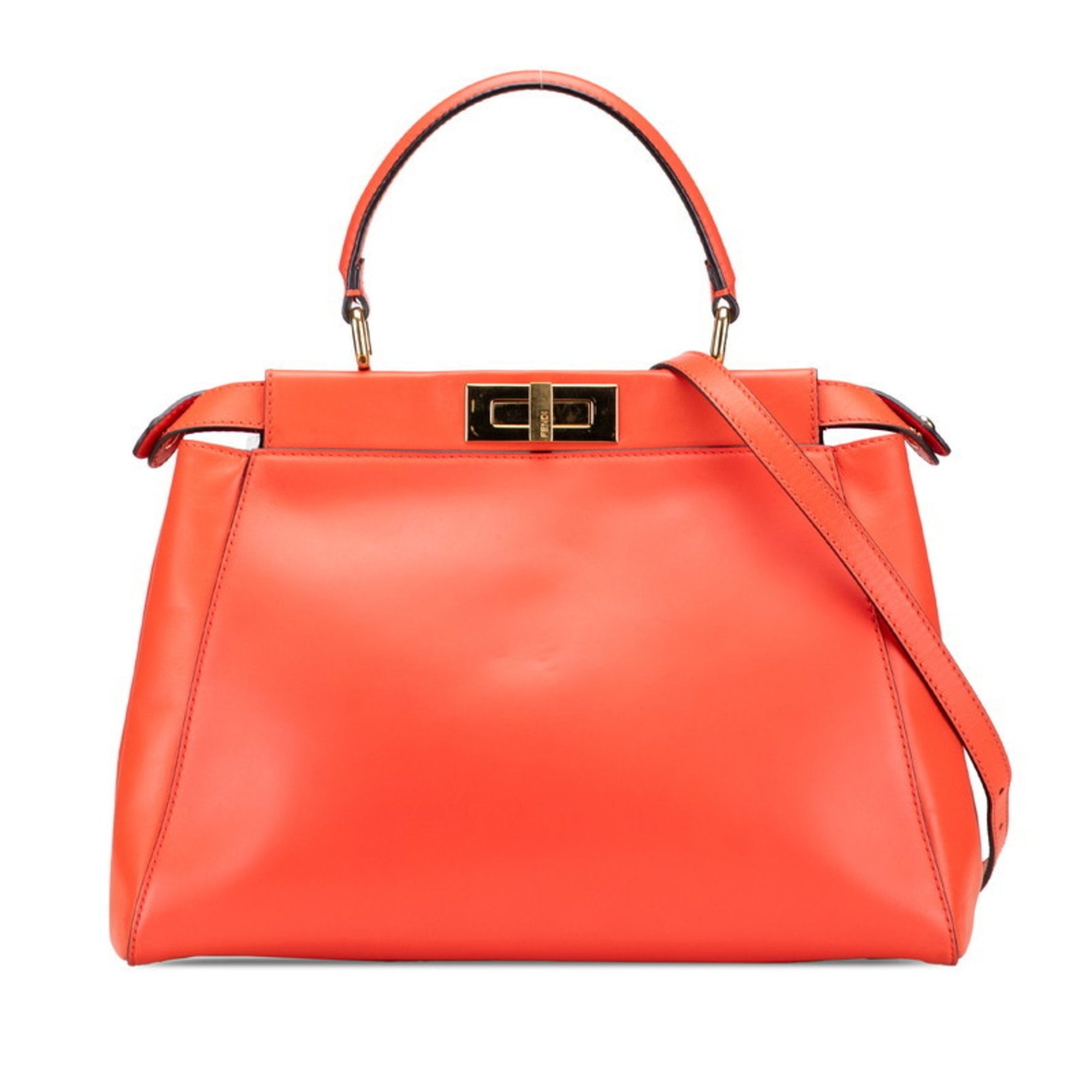 Fendi Peekaboo Medium Handbag/Shoulder Bag Red Leather