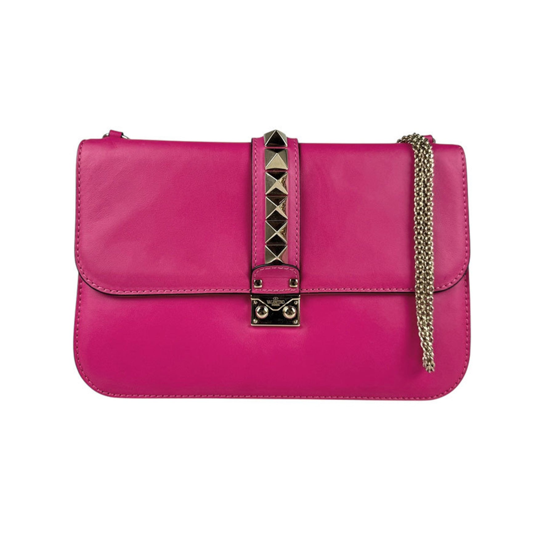 Valentino Garavani shoulder bag rock stud leather metal pink gold