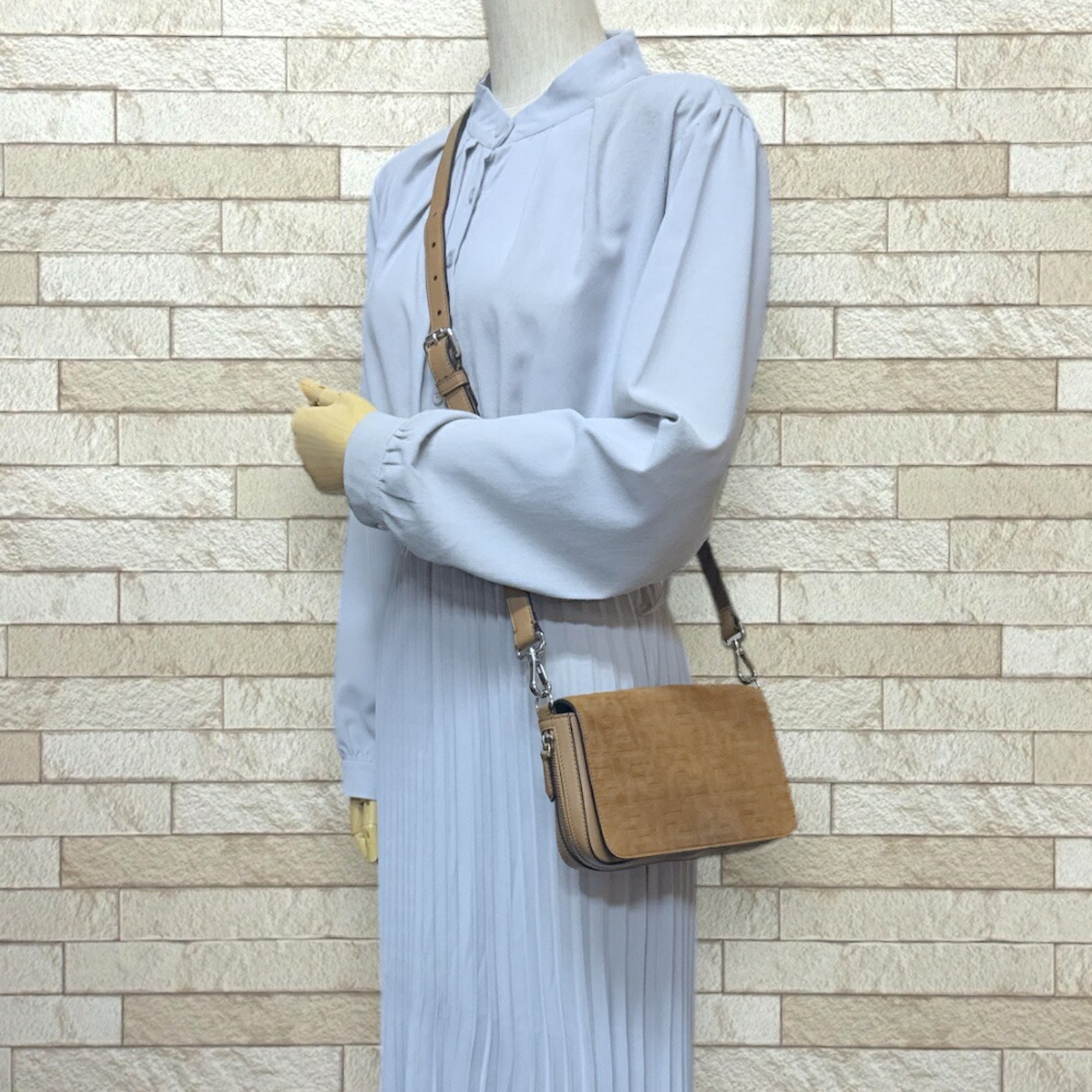 FENDI ZUCCA SHOULDER BAG SUEDE