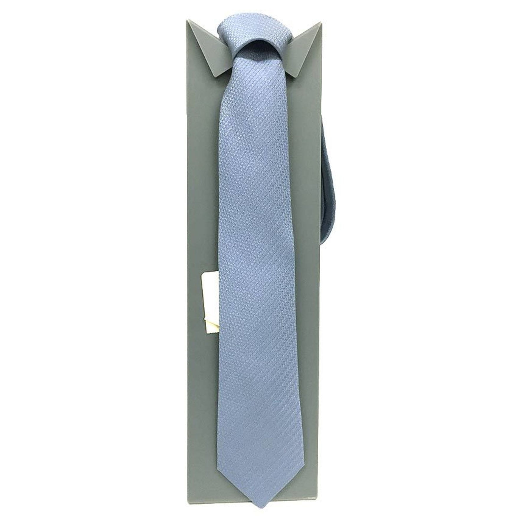 Hermes Tie 03 CRAVATE UNIE SHINY BLEU GRISE Light Blue