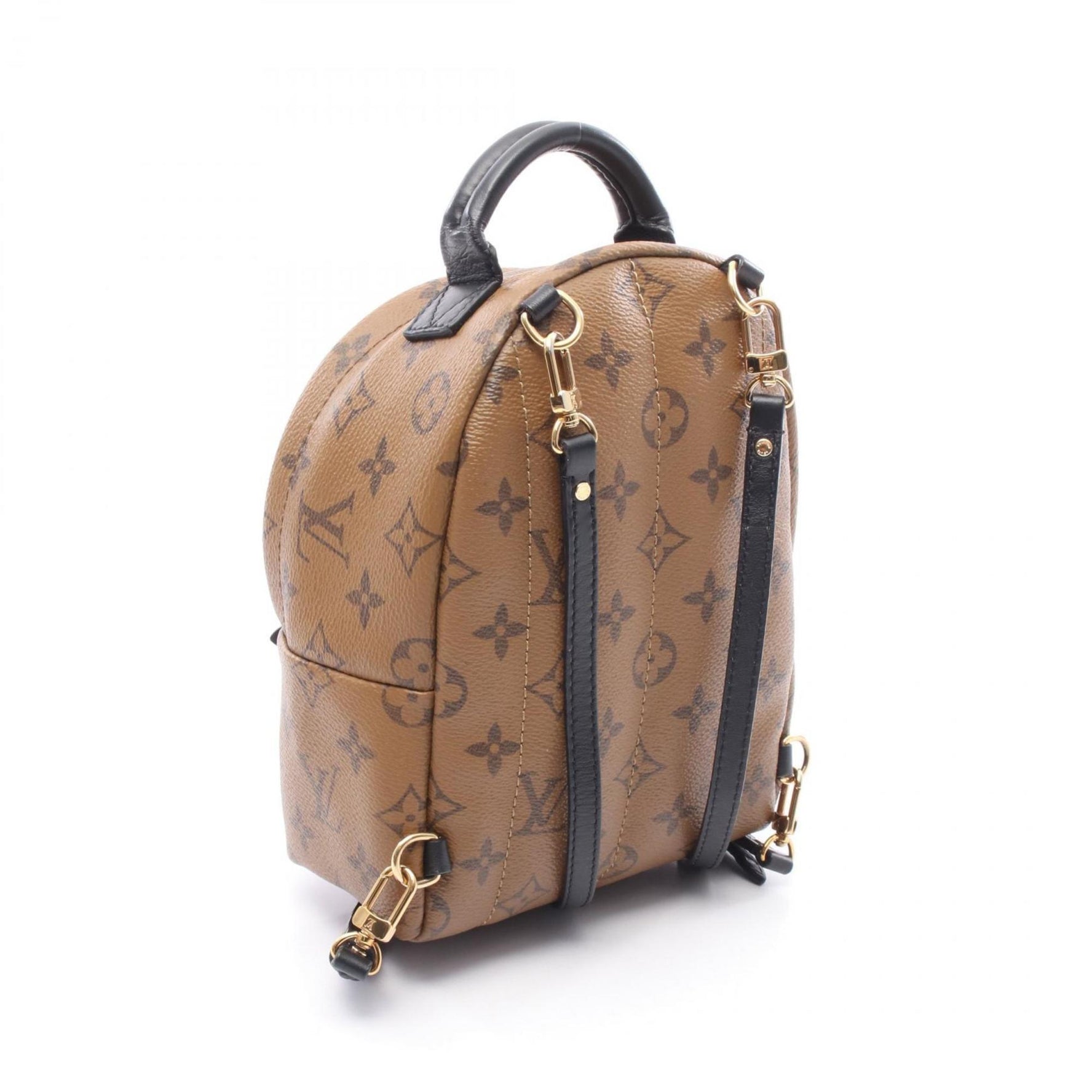 Louis Vuitton Palm Springs Mini Backpack, Coated Canvas and Leather, Monogram Reverse, Brown Black