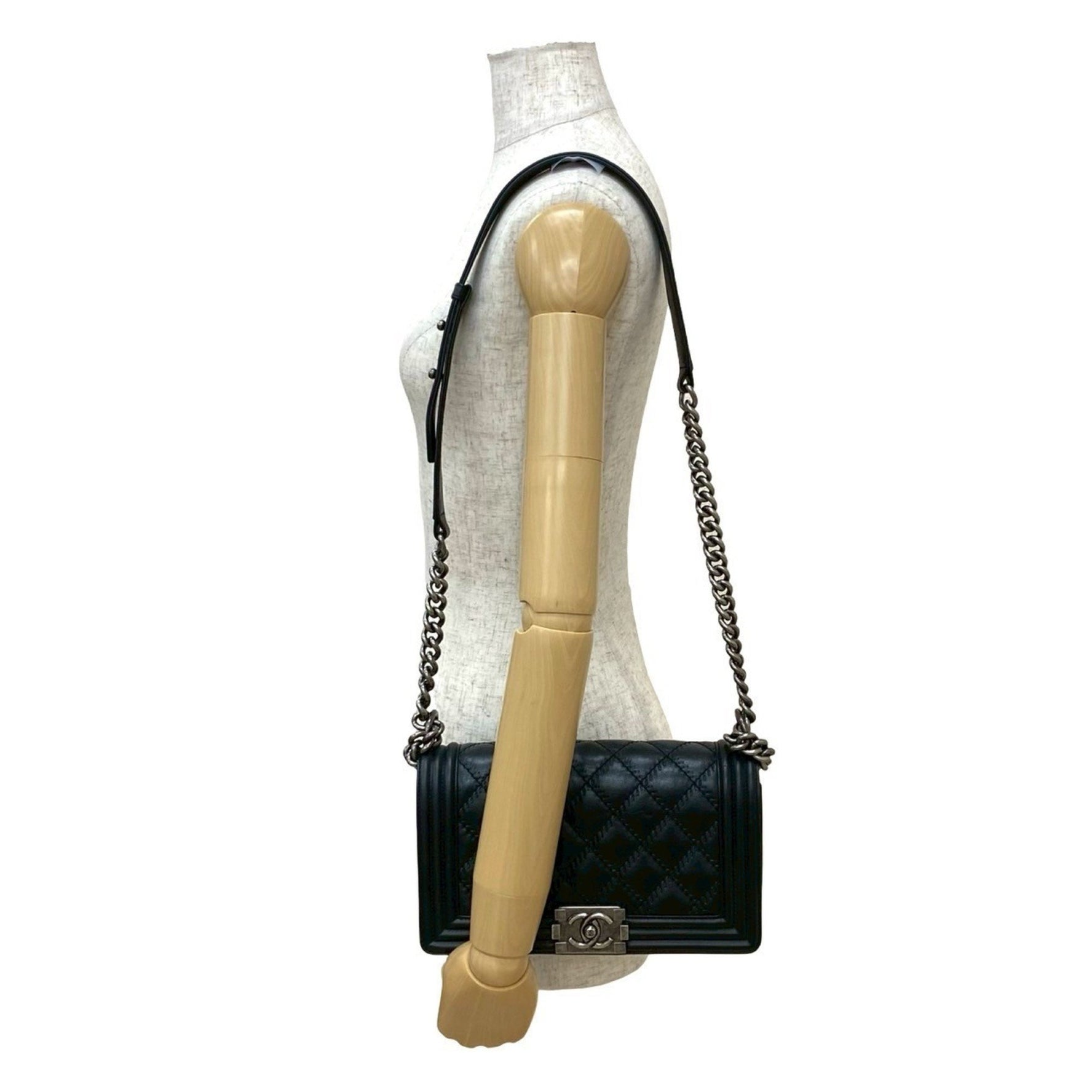 CHANEL Boy Coco Mark Leather Chain Shoulder Bag, Semi-Shoulder 513-5