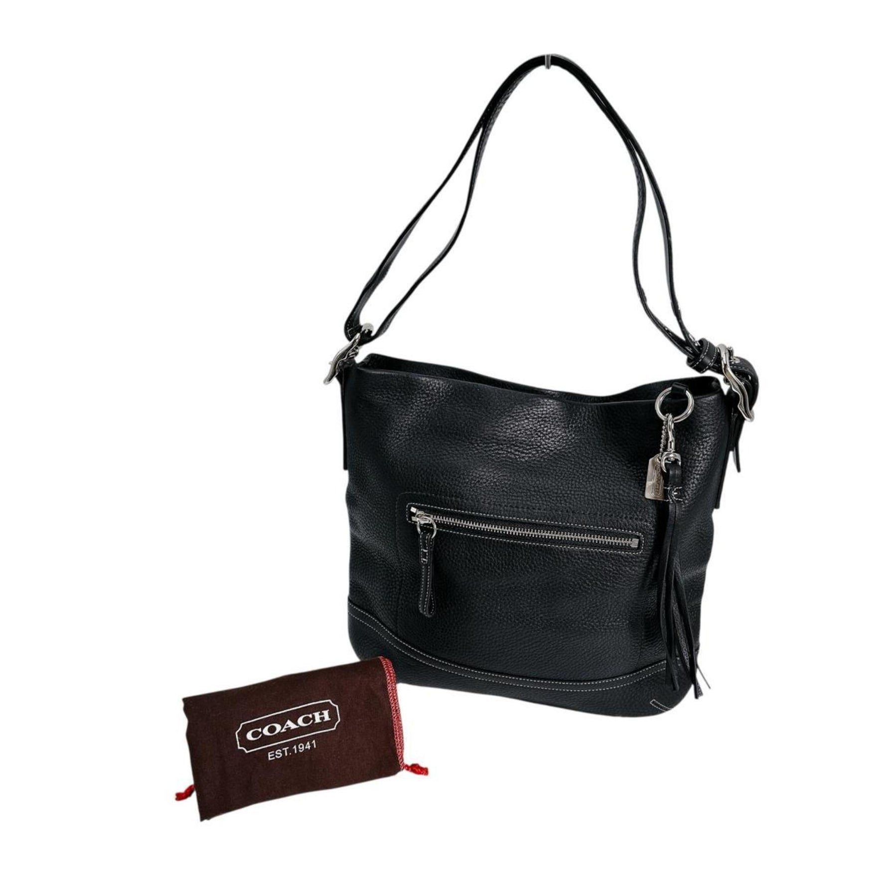 Coach Shoulder Bag, Tote Tassel, Crossbody, Leather