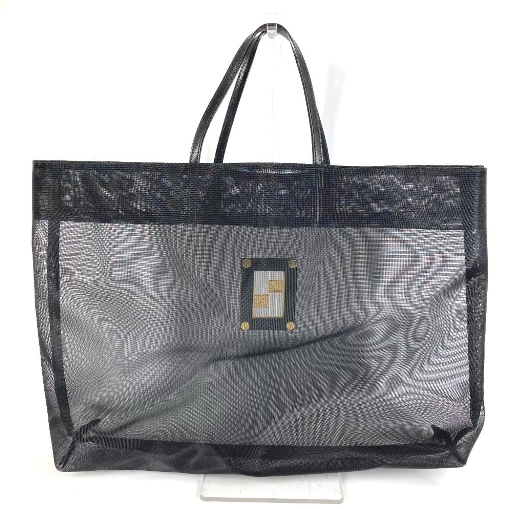 FENDI mesh FF logo tote bag, handbag, leather and nylon, men's