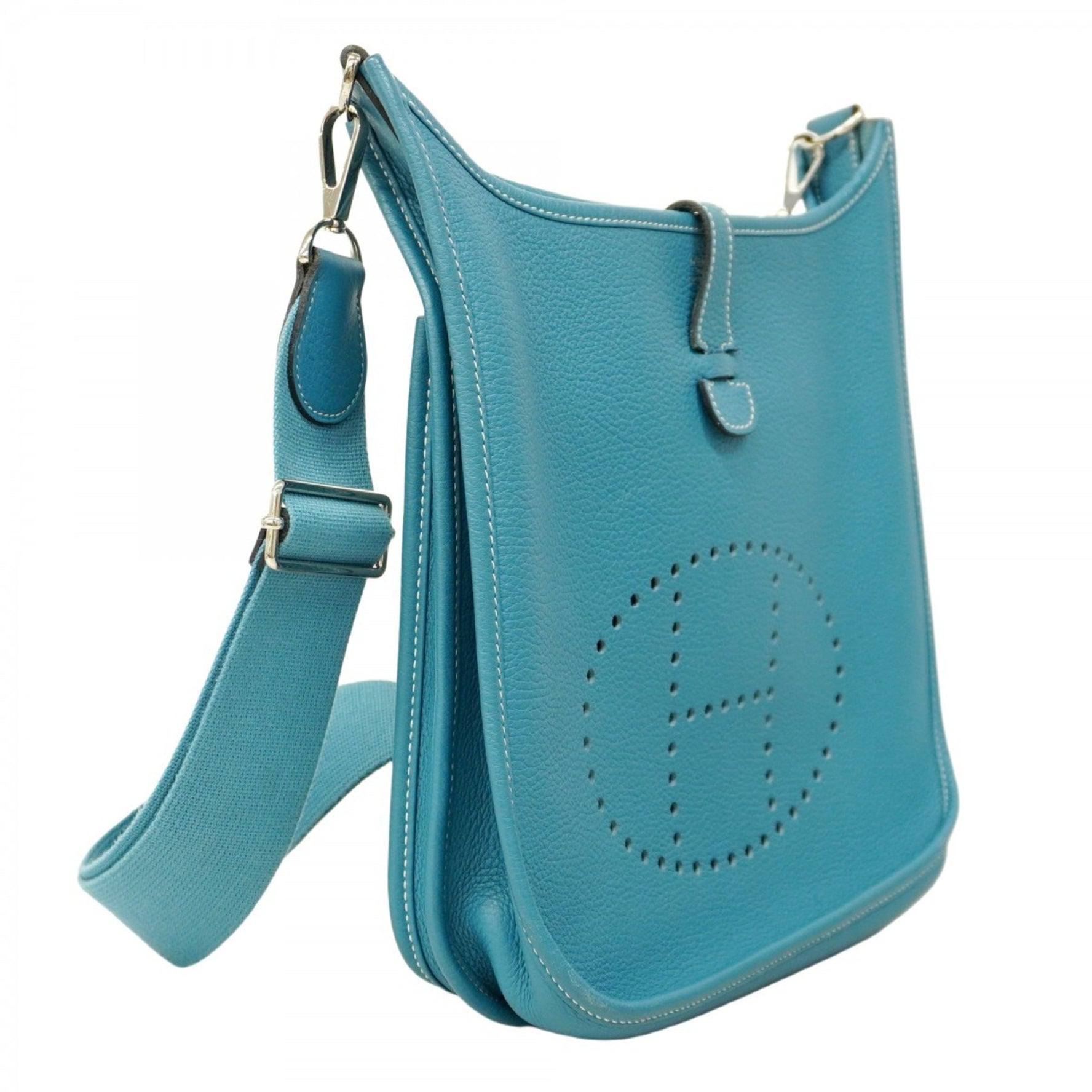 Hermes Hermès Evelyn 3PM Shoulder Bag in Taurillon Clemence Blue Jean with JO Stamp for Women