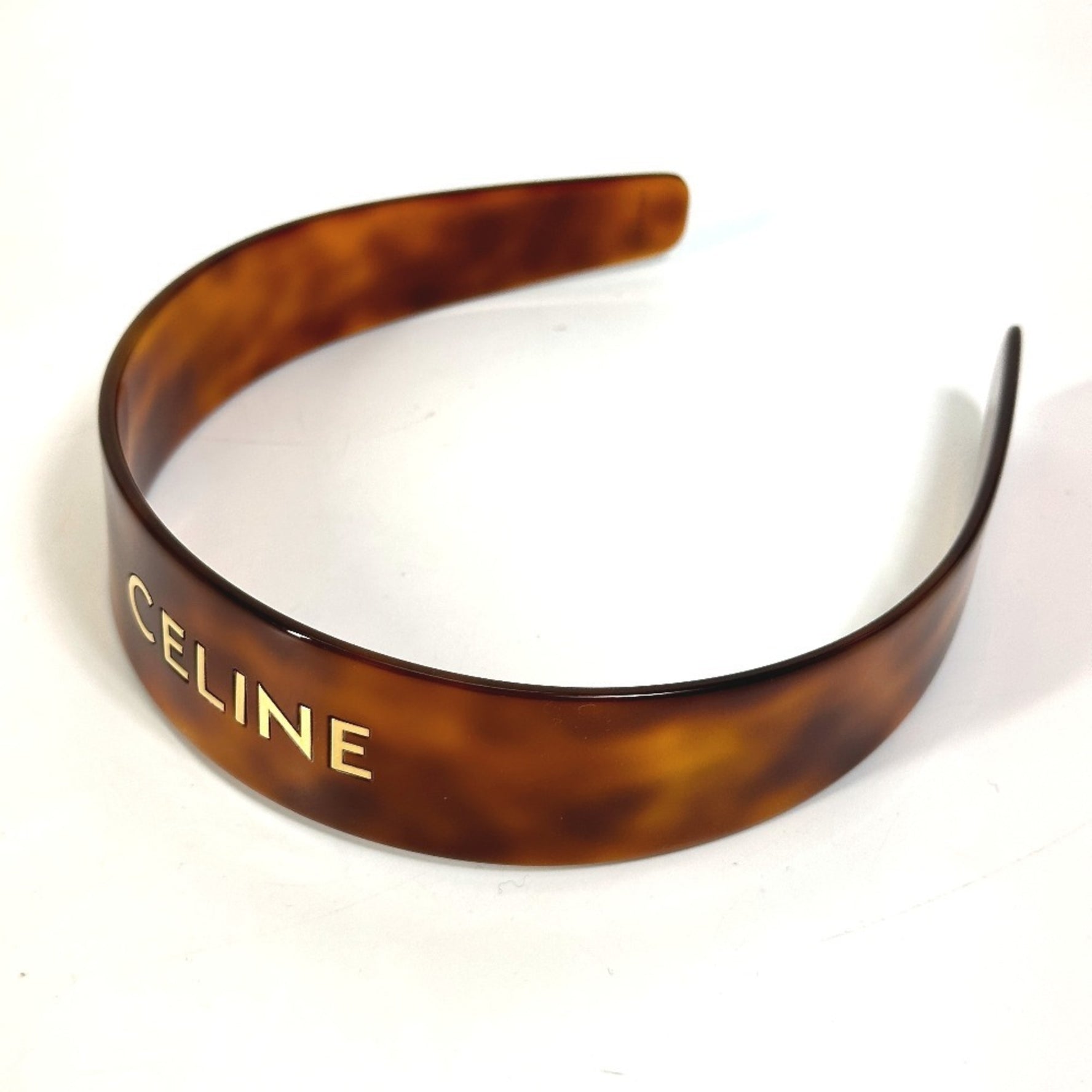 CELINE Logo Headband, Acetate, Havana Blonde/Dre