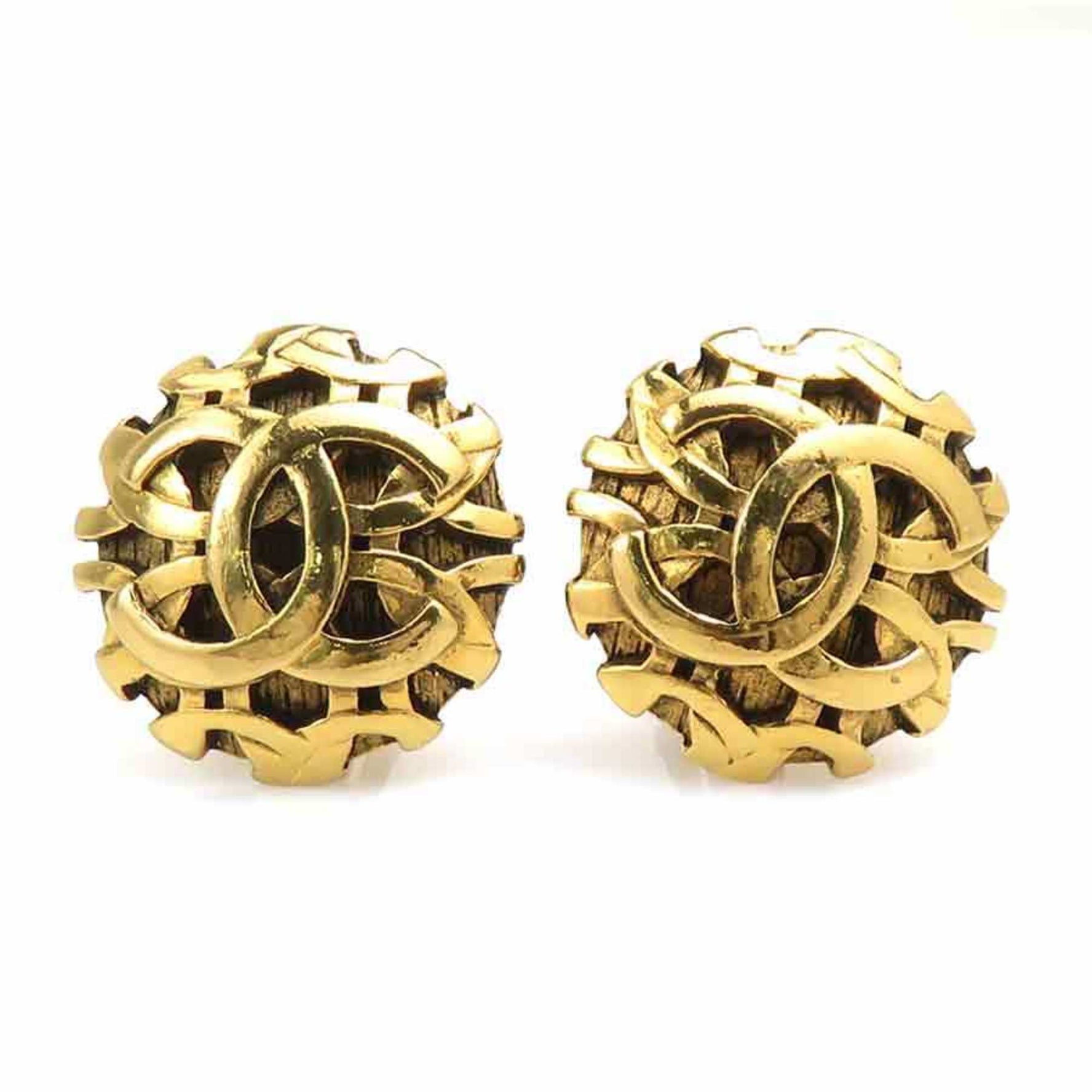 CHANEL Coco Mark Metal Earrings