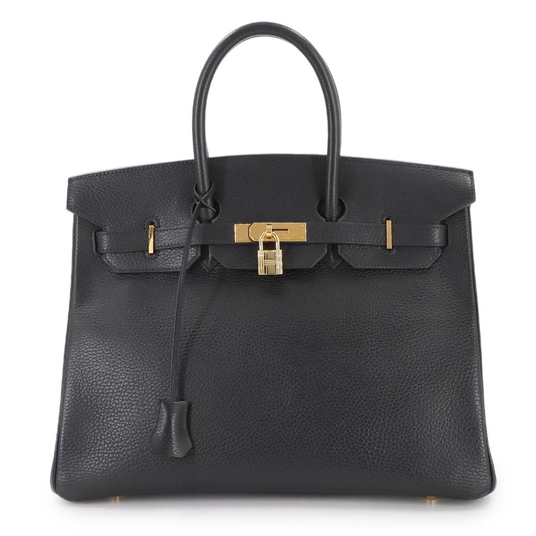 Hermes Birkin 35 Ardennes Black Handbag G Stamp Gold Hardware