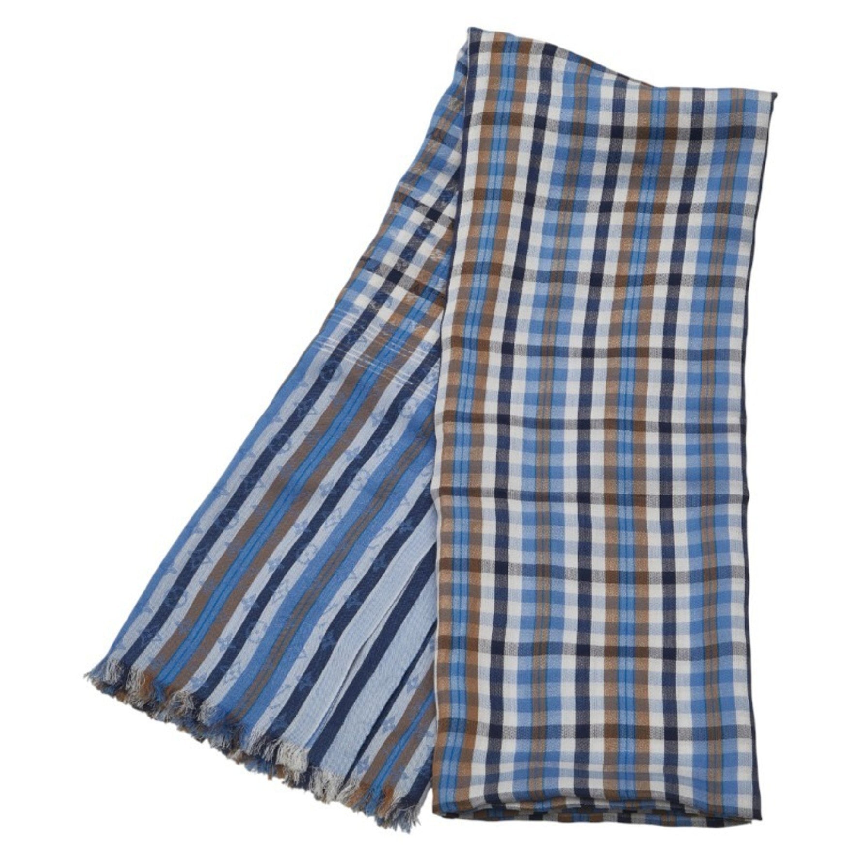 Louis Vuitton Monogram Madras Etoile Stole Light Blue Multicolor Cotton LOUIS VUITTON