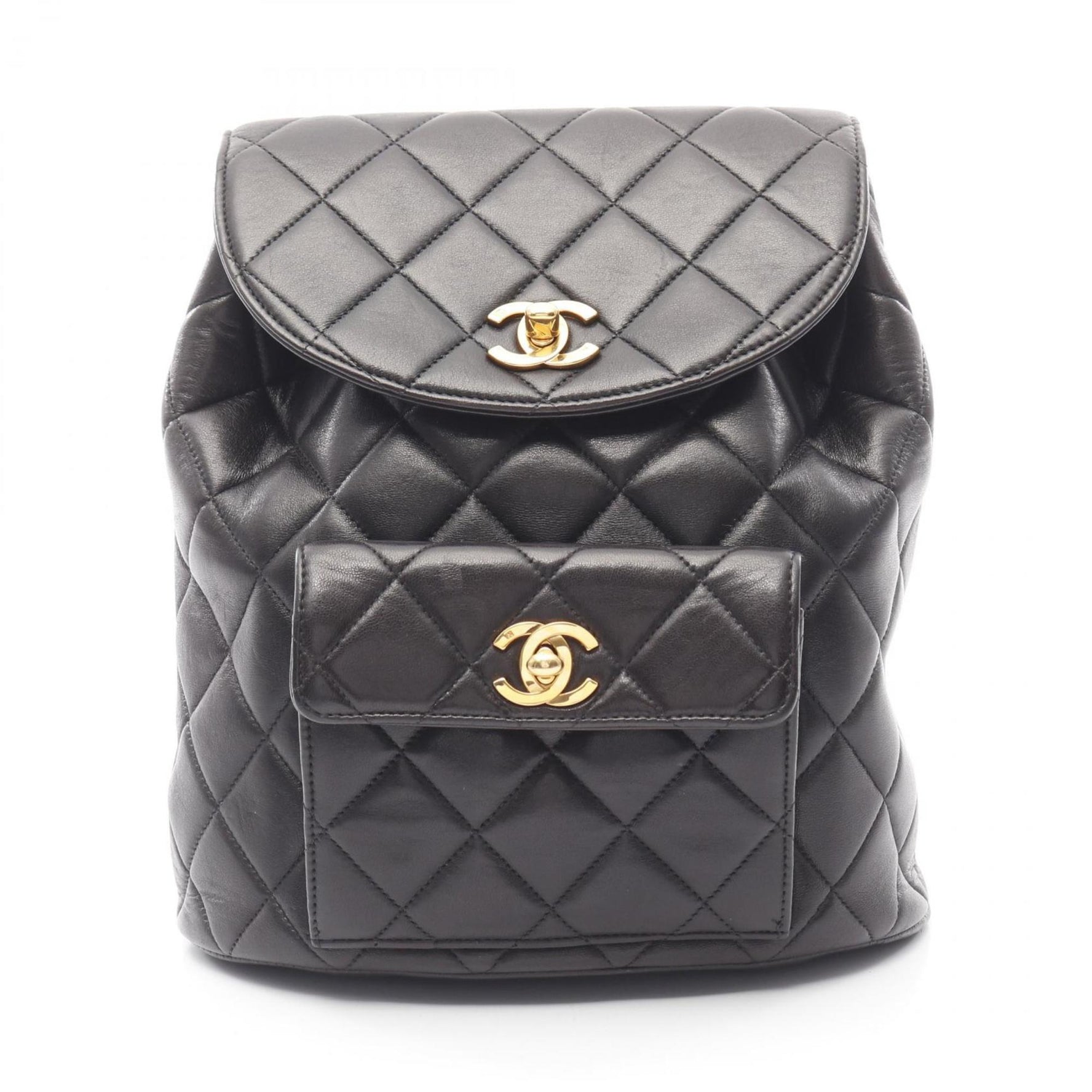 CHANEL Matelasse Backpack Bag in Lambskin Leather, Women's, Black, A10177