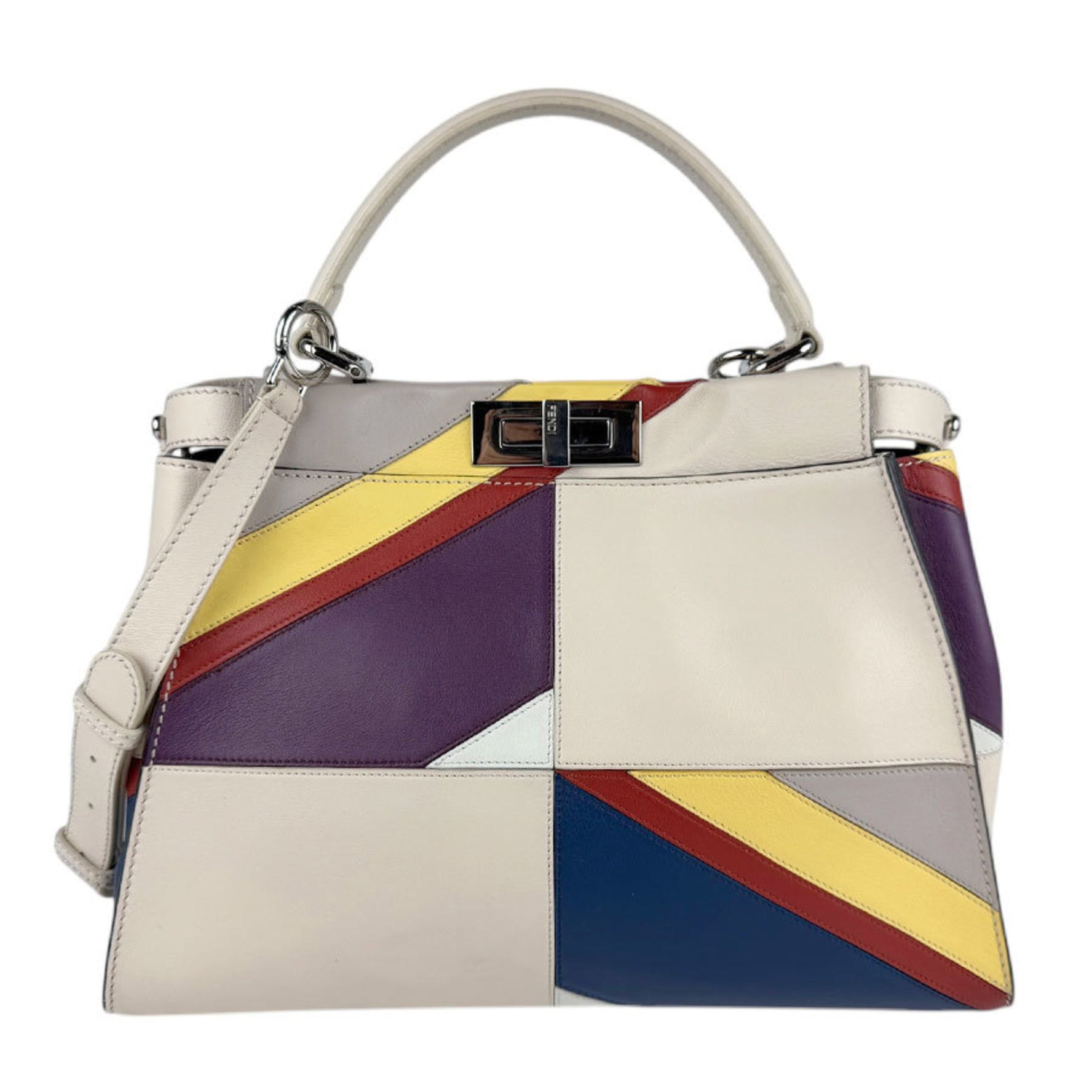 FENDI handbag shoulder bag peekaboo medium leather multicolor silver