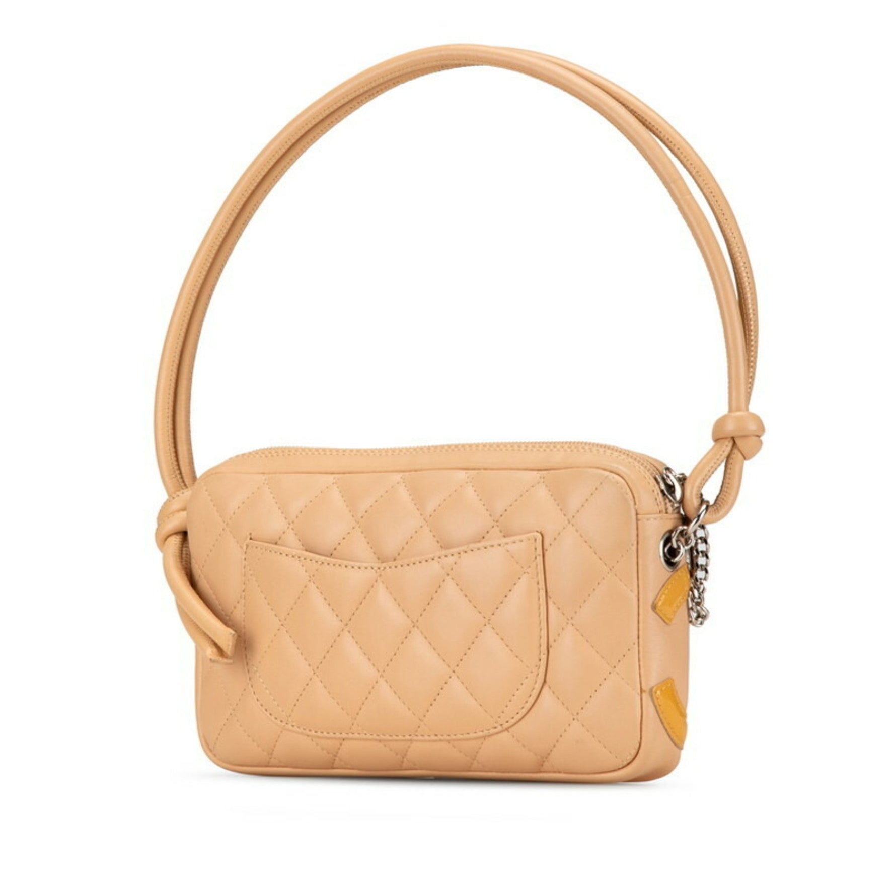 Chanel Cambon Coco Mark Handbag Shoulder Bag Beige Yellow Leather Enamel Women's CHANEL