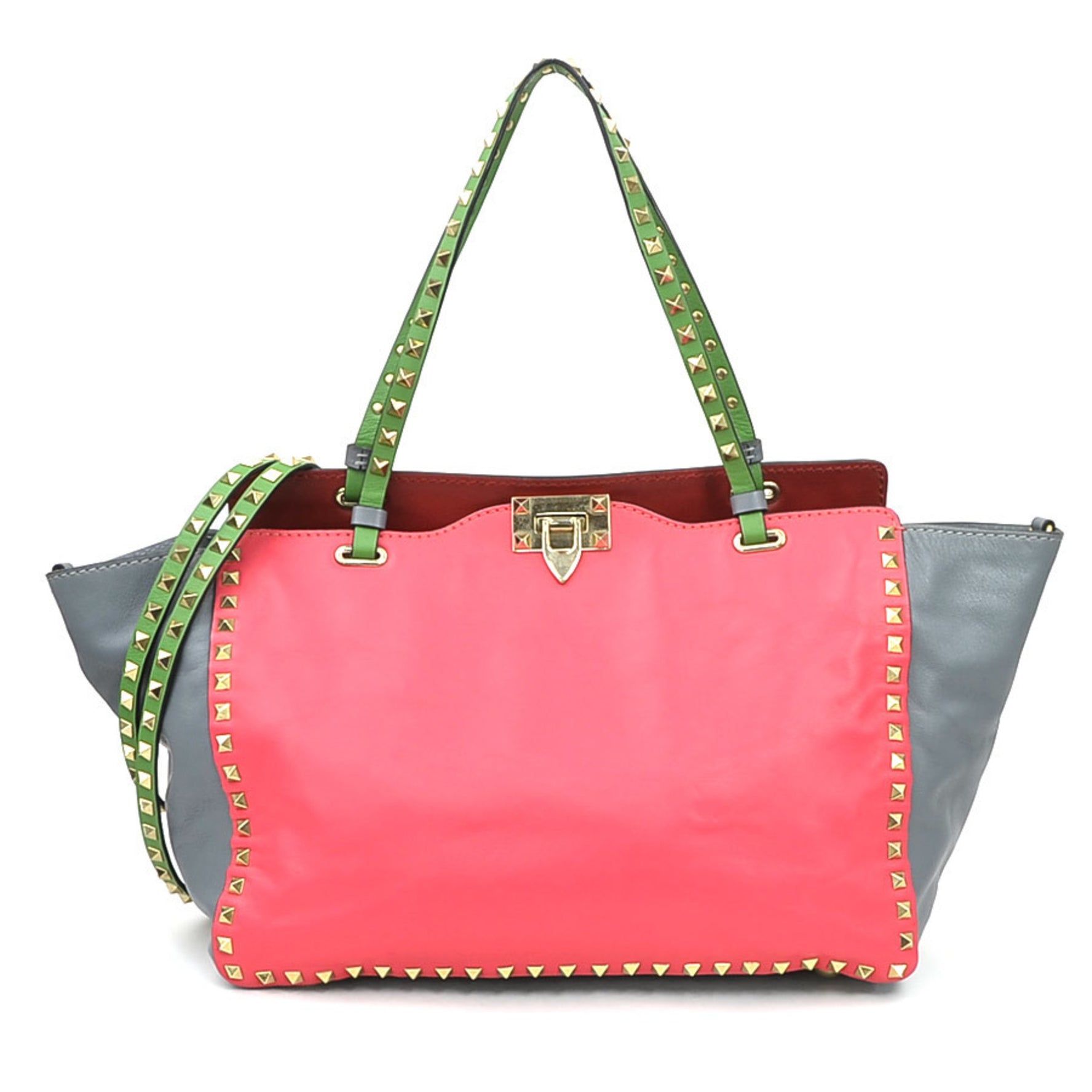 Valentino Garavani handbag/shoulder bag in leather, red, pink, gray, and green