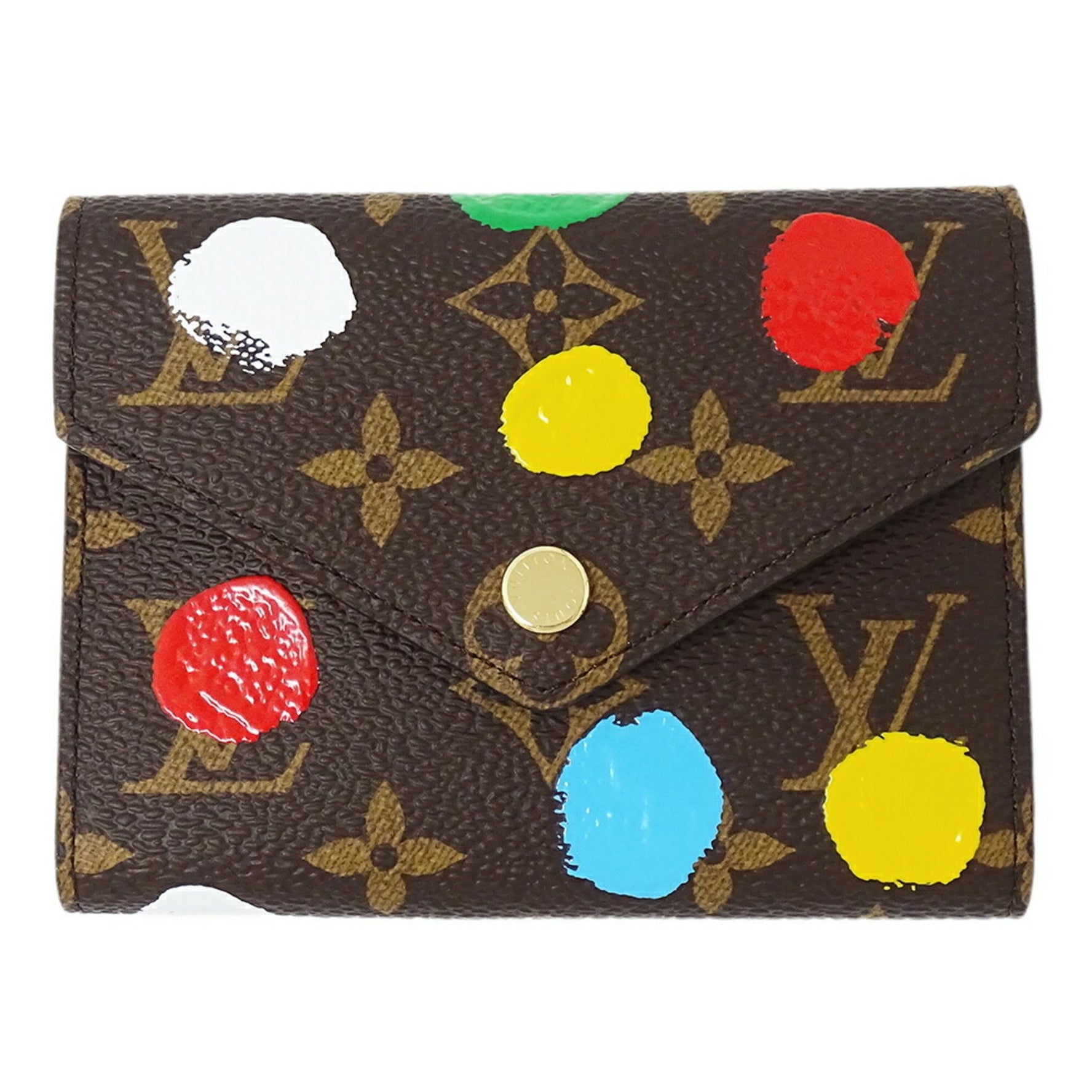 Louis Vuitton Painted Dot Wallet, LV YK Trifold Portefeuille Victorine Yayoi Kusama Collaboration Mini Wallet