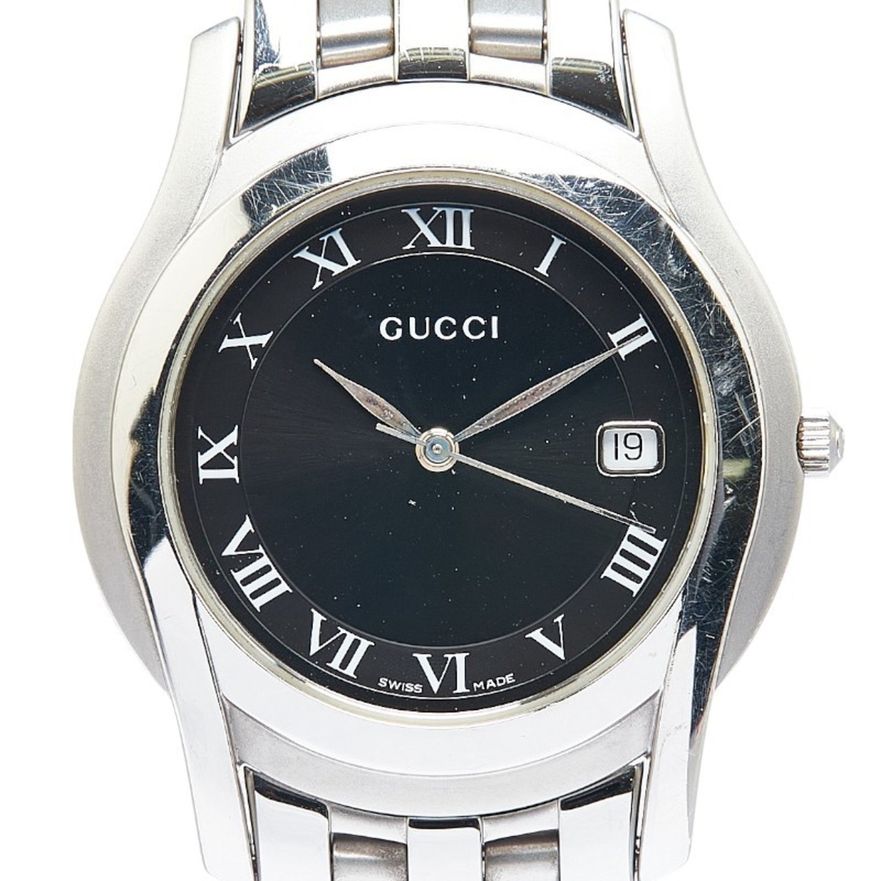 Gucci G-Class Watch, 5500M Quartz Movement, Black Dial, Stainless Steel, Men's, GUCCI