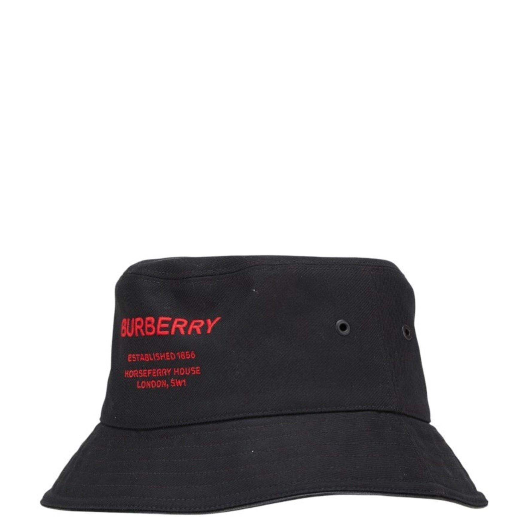 Burberry Bucket Hat Size: L (59cm) Black Red Cotton Leather Men's BURBERRY