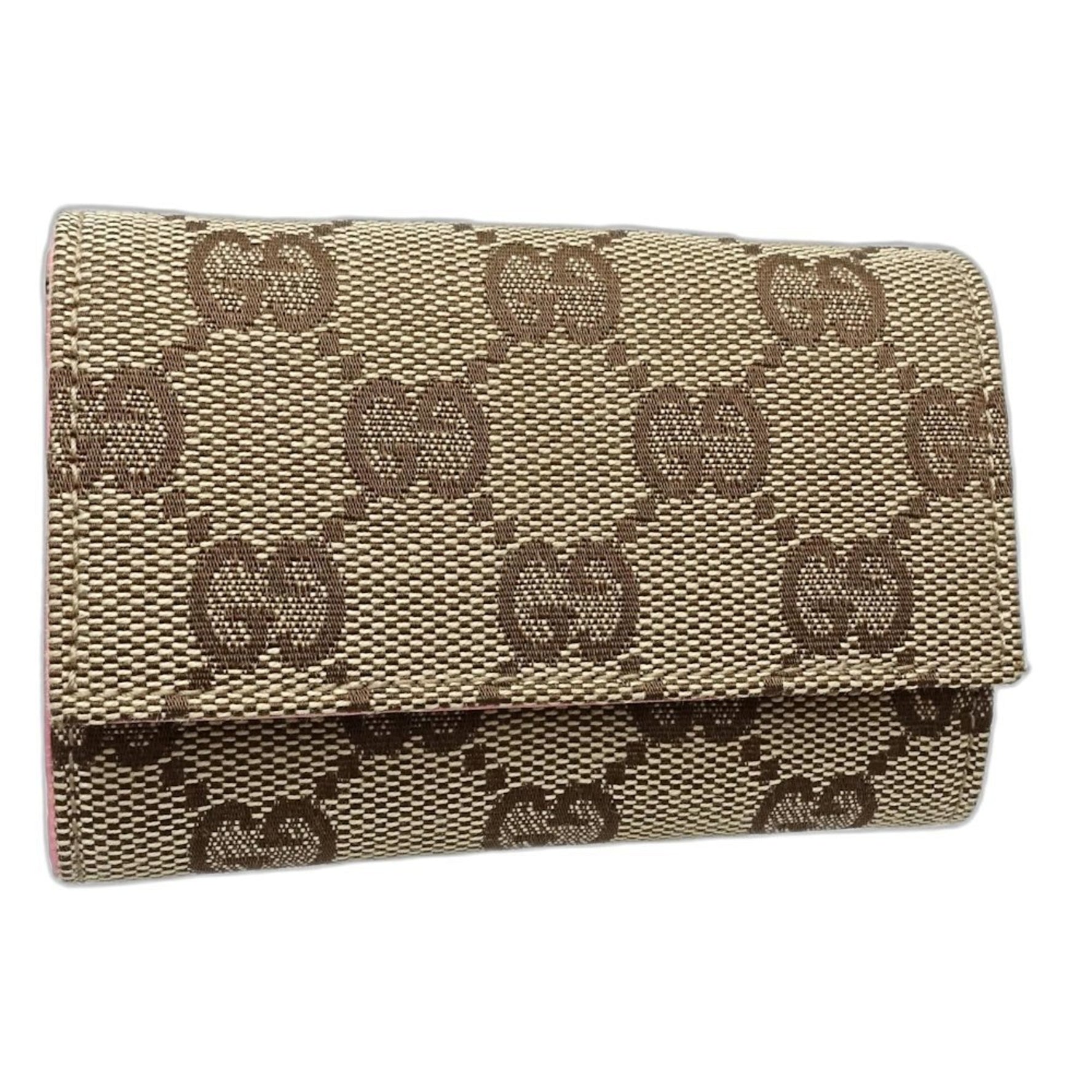GUCCI Wallet/Coin Case Coin Purse GG Canvas Beige Pink