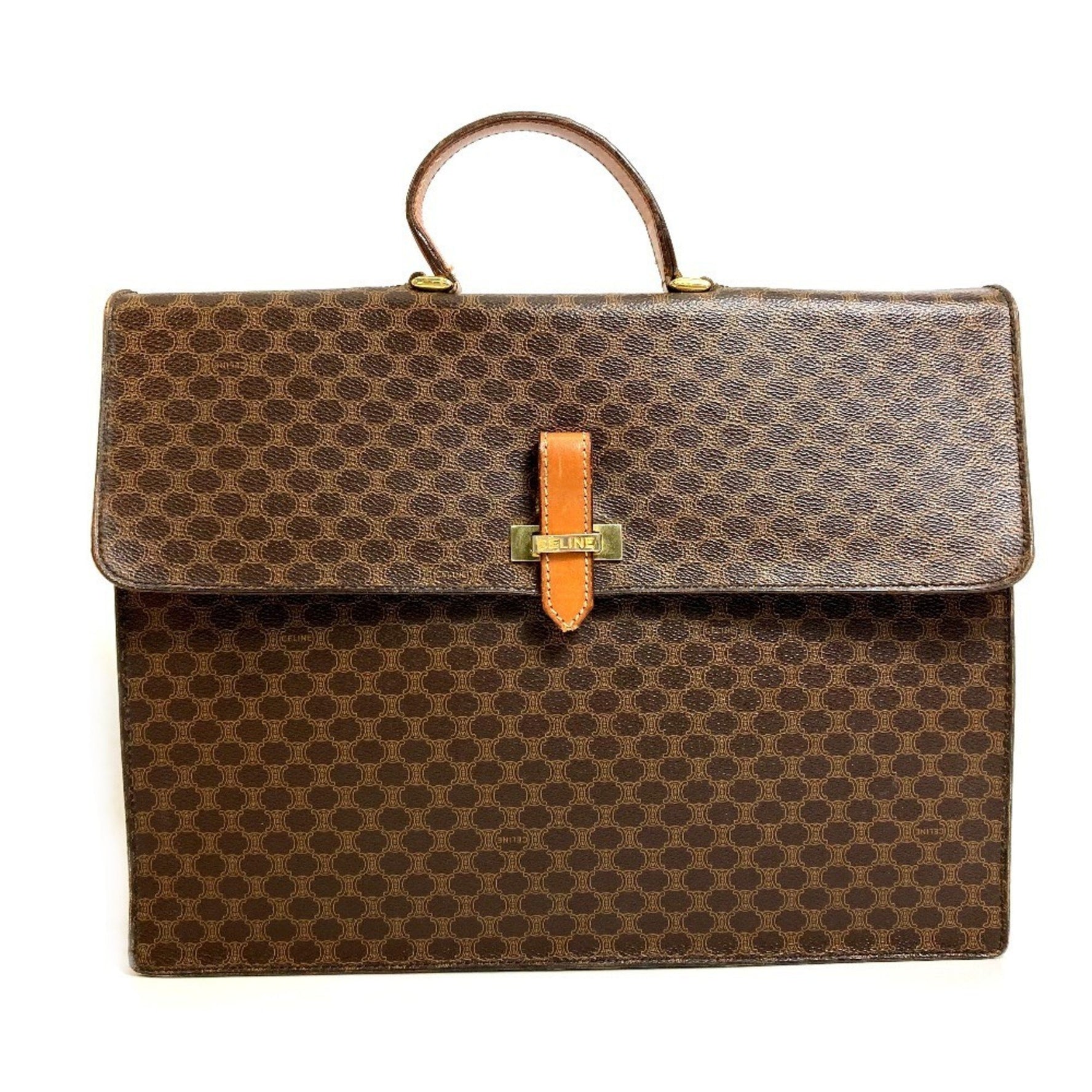 CELINE Macadam Vintage Handbag, Document Bag, Business PVC/Leather, Unisex