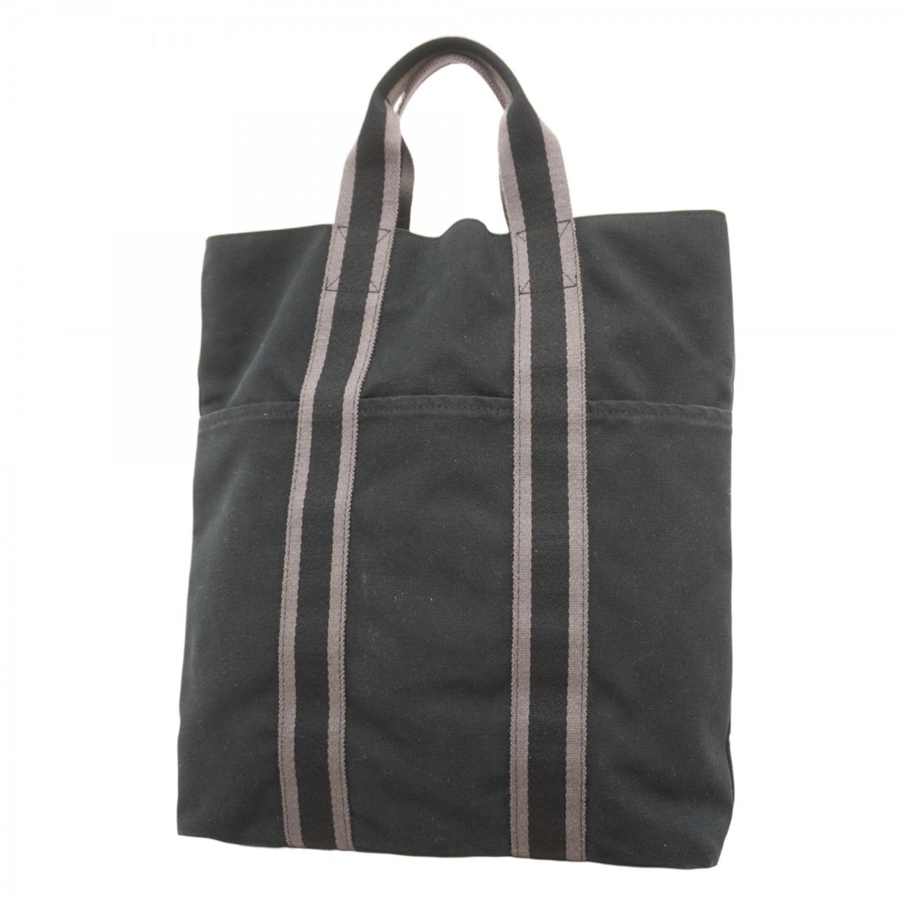 Hermes Foule Cabas Canvas Tote Bag, Black, Women's