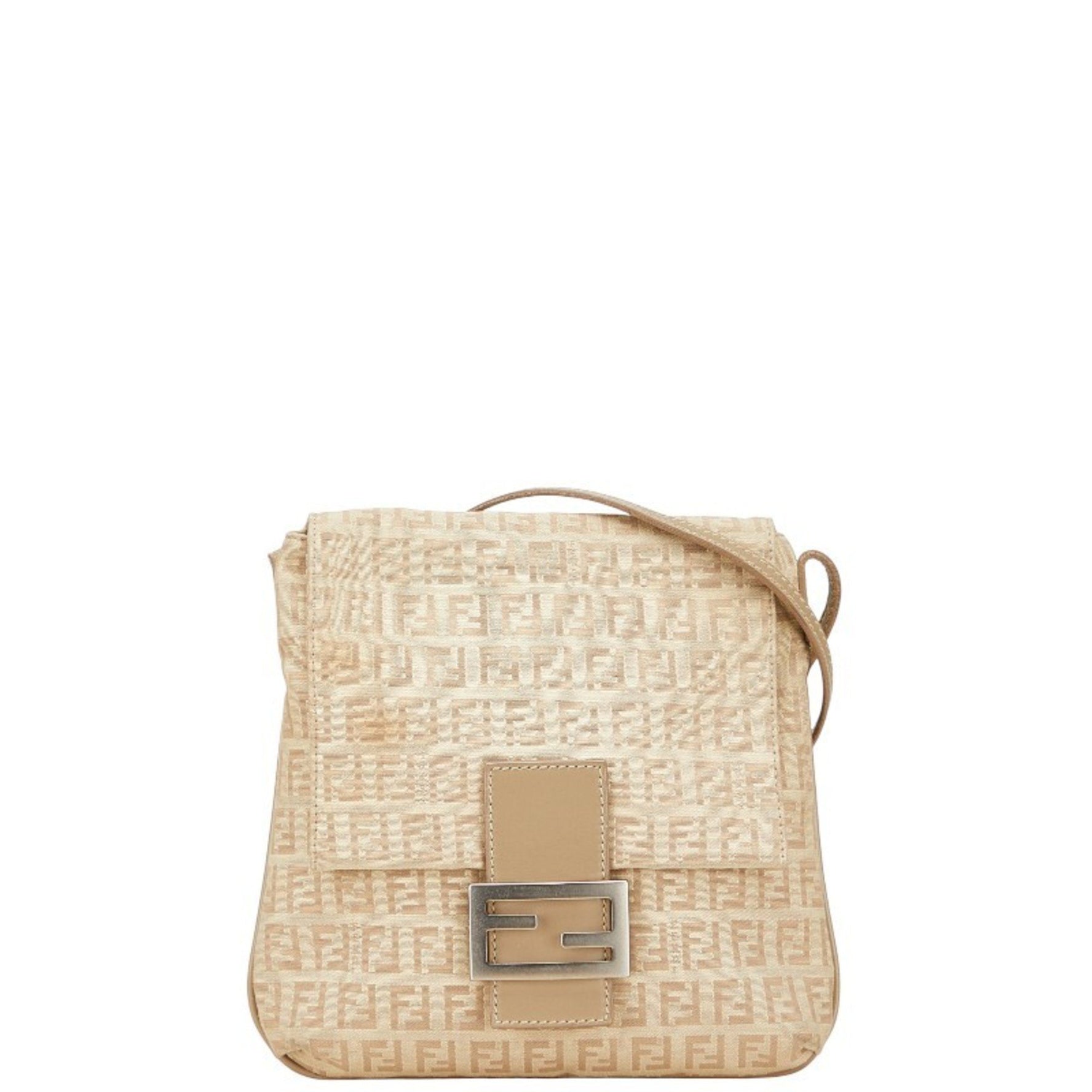 Fendi Zucchino Shoulder Bag Canvas and Leather