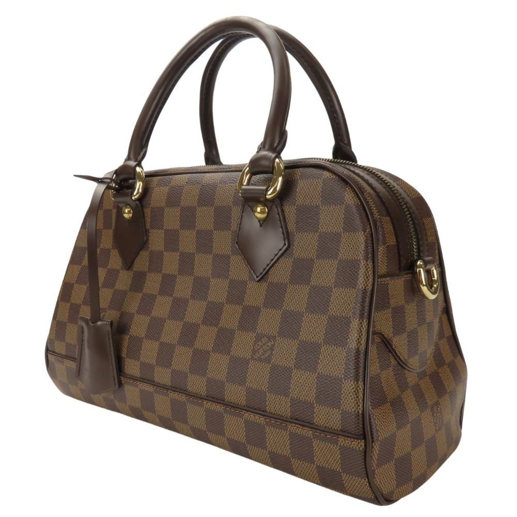 Louis Vuitton Handbag Duomo Damier Leather Ebene Brown Mini Boston Bag