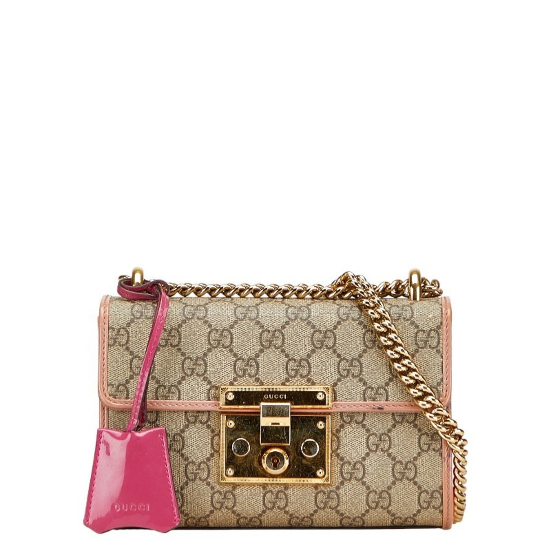 Gucci GG Supreme Shoulder Bag Beige Red Orange Leather