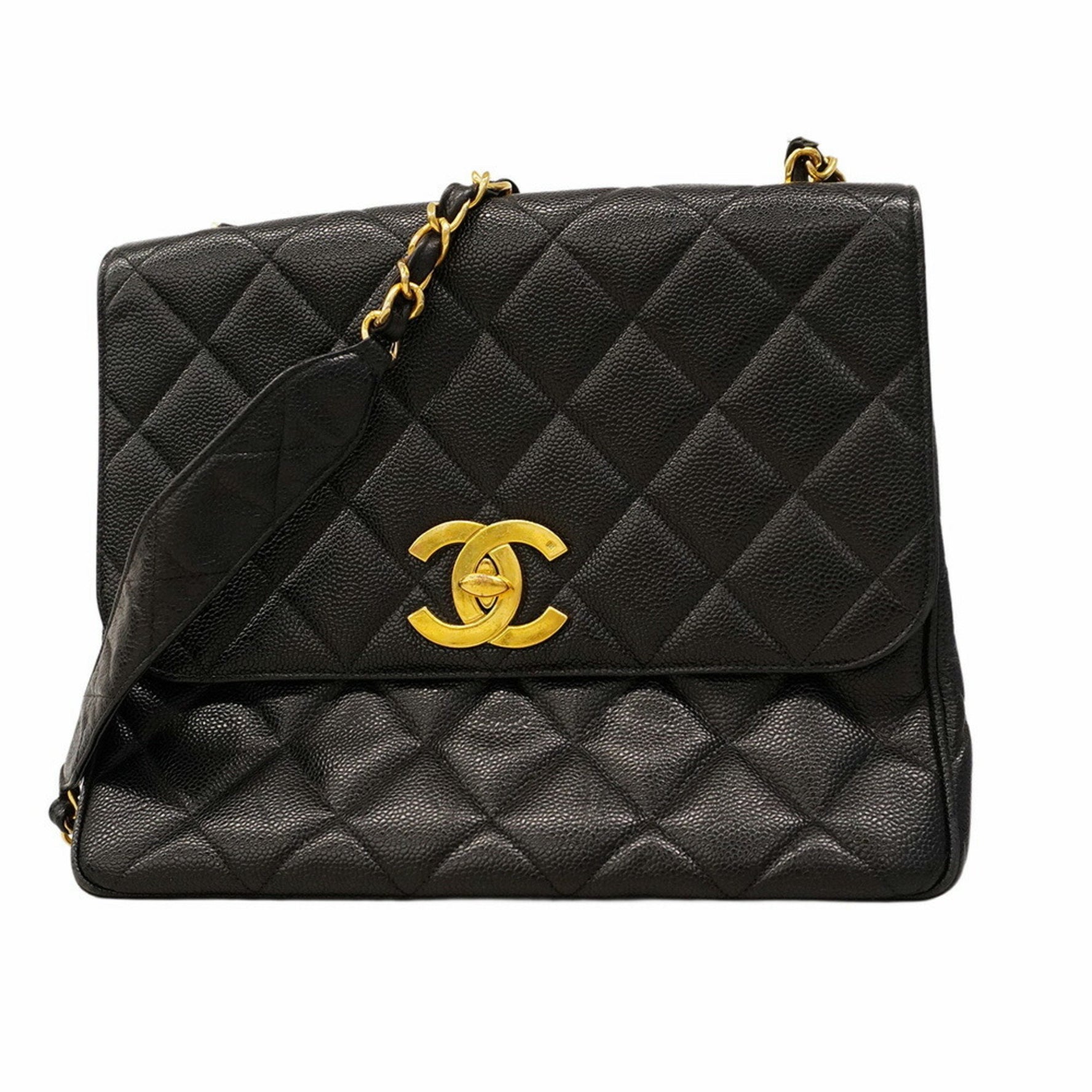 Chanel Matelasse Chain Shoulder Bag, Deca Coco Caviar Leather