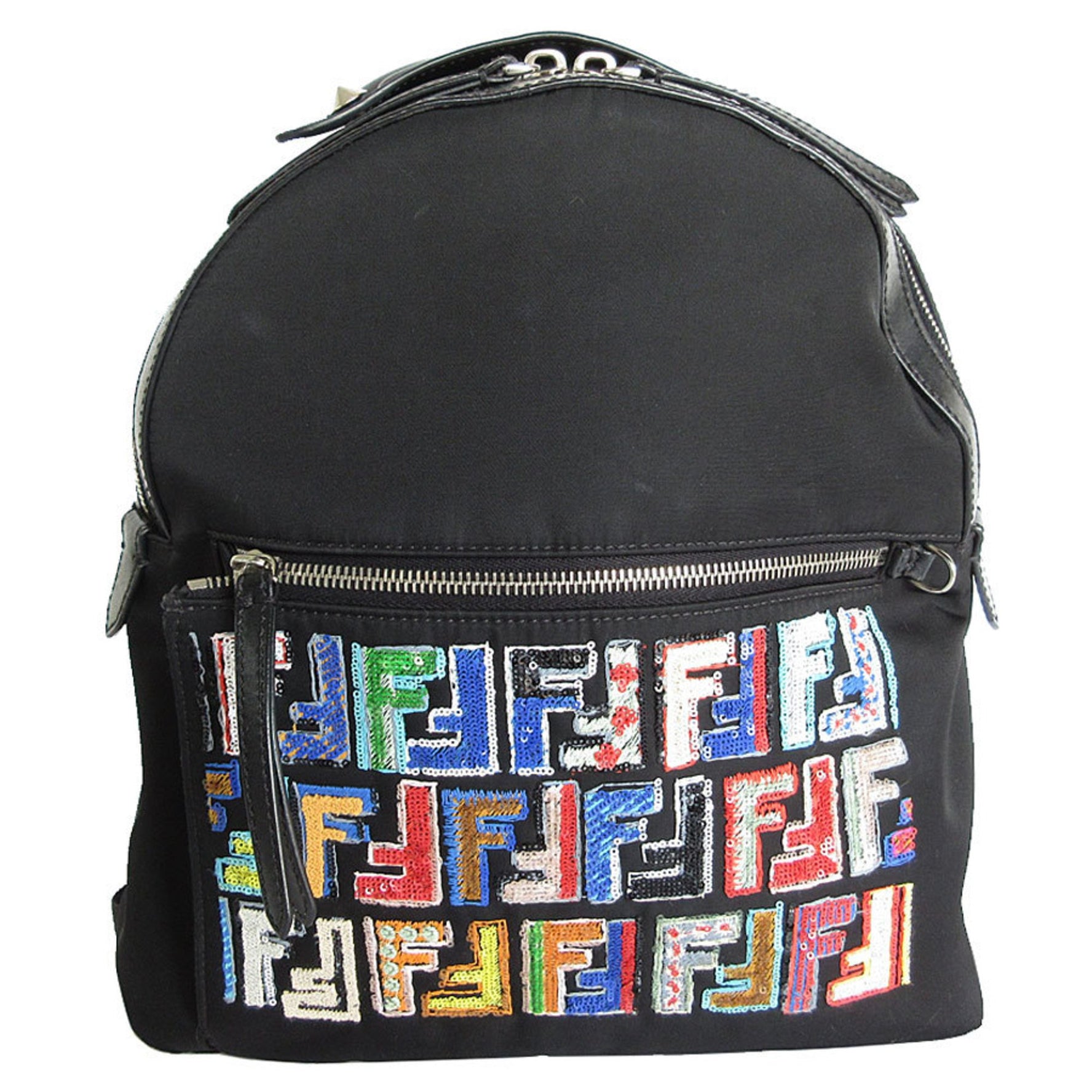 Fendi Nylon Sequin Backpack in Black and Multicolor