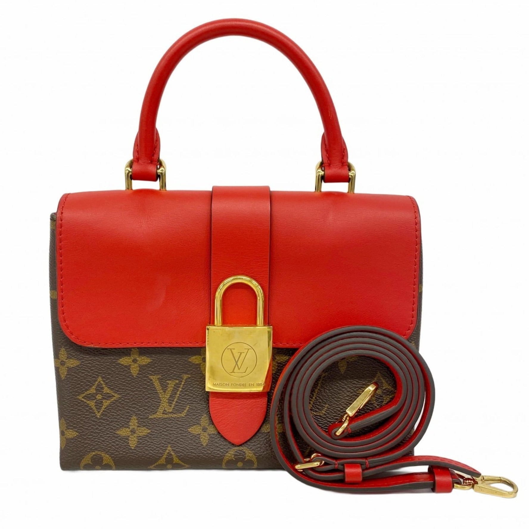 Louis Vuitton Monogram Rocky BB Handbag Brown Coquelicot Bag