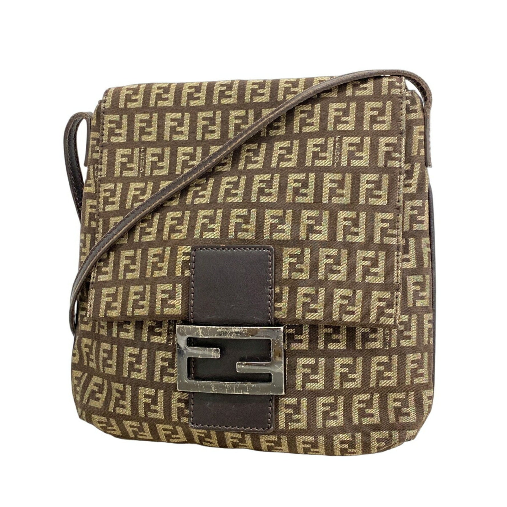 Fendi Zucchino Shoulder Bag in Brown Nylon Canvas for Women