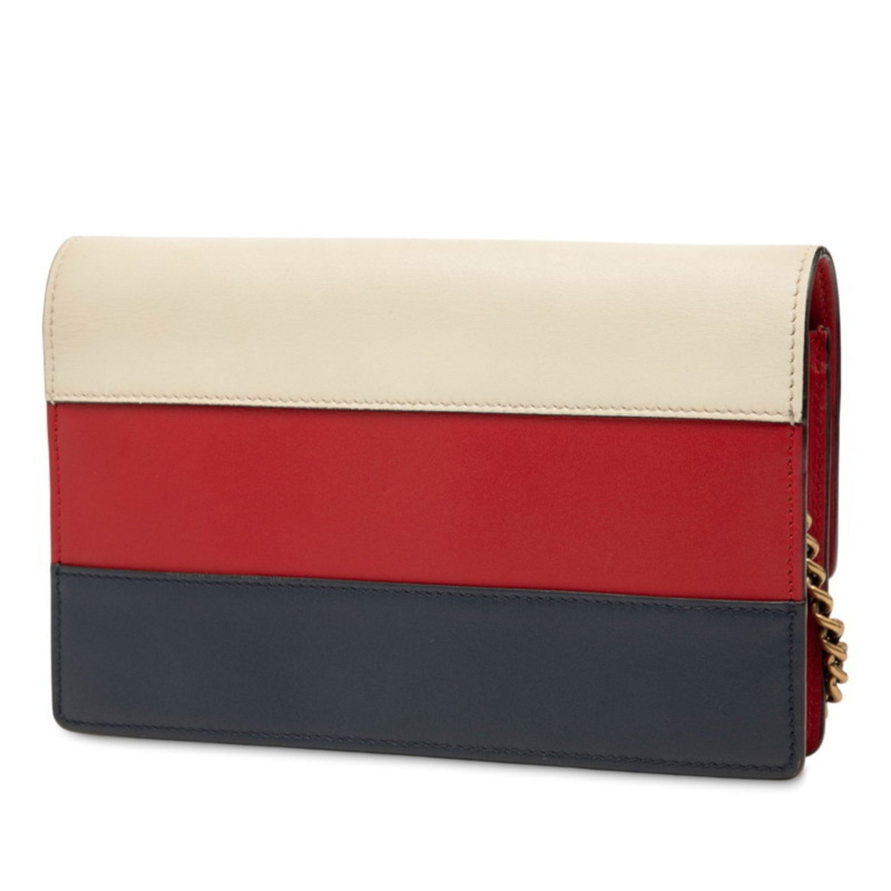 Gucci Queen Margaret Bee Pearl Chain Shoulder Bag/Wallet White Navy Red Leather