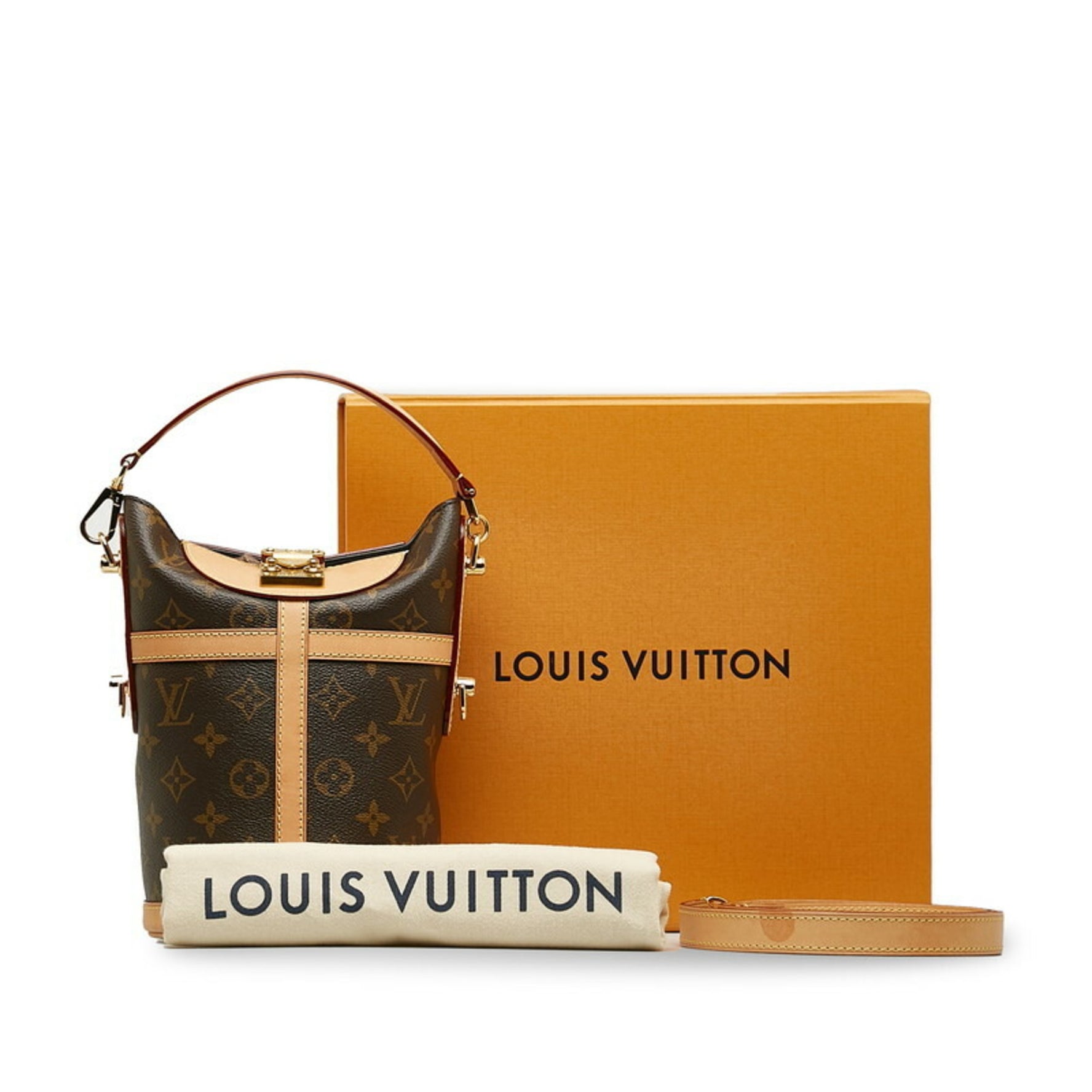 Louis Vuitton Monogram Duffle Bag Handbag Shoulder M43587 Brown Leather Women's LOUIS VUITTON