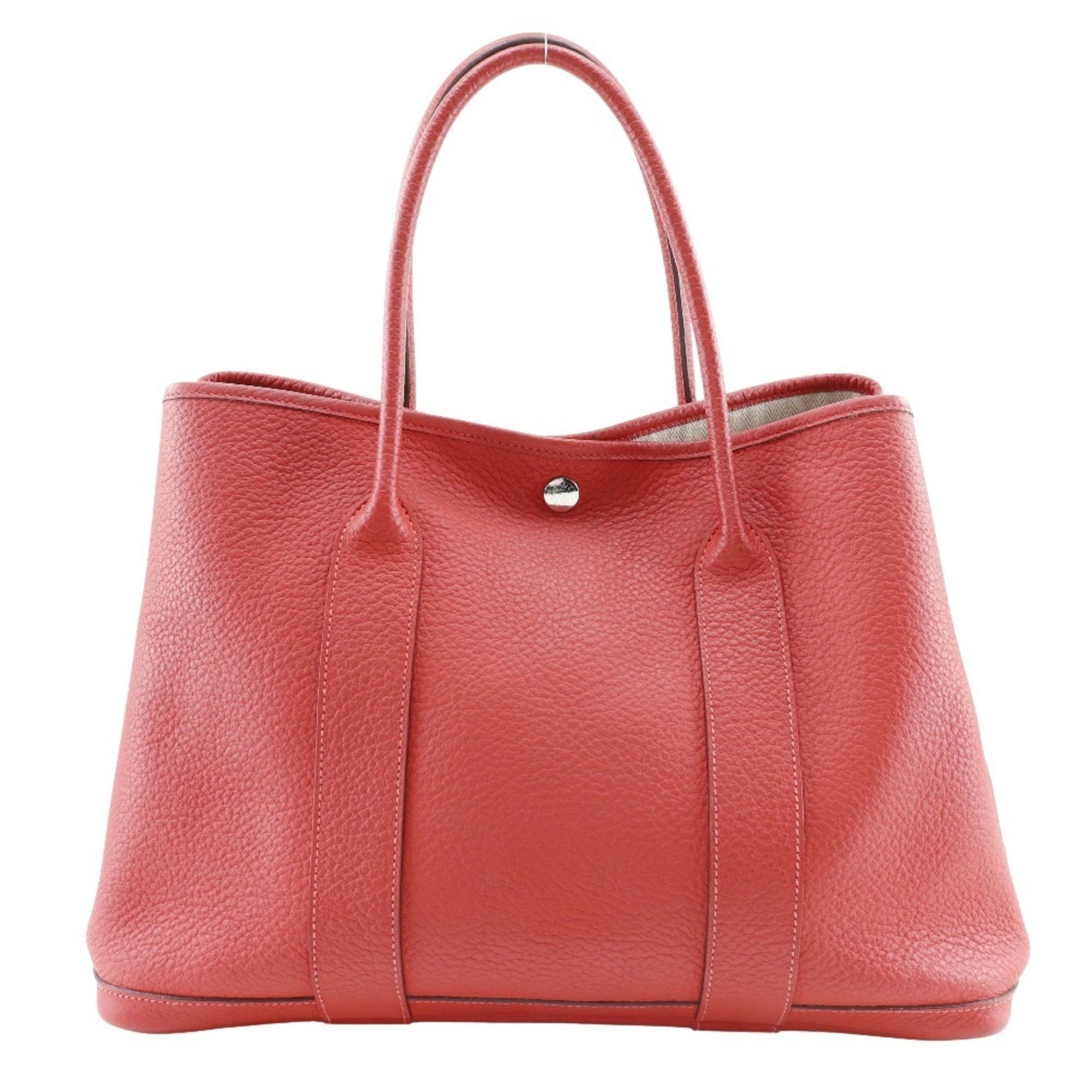 Hermes HERMES Garden PM Tote Bag Negonda 2014 Red □R Snap Button Party Ladies
