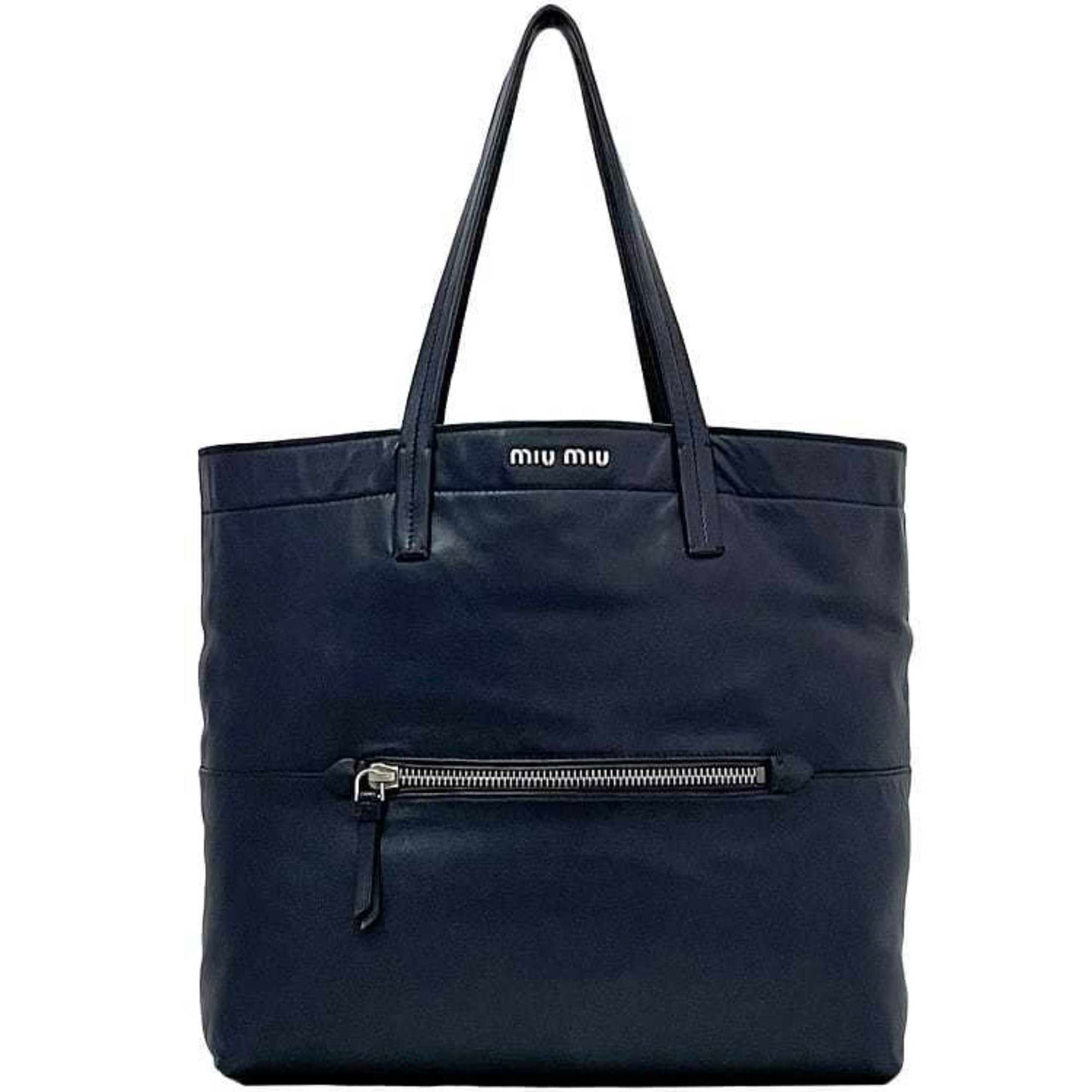 Miu Miu Miu Tote Bag Vitello Leather 158 Soft with Metal Fittings Vertical Size