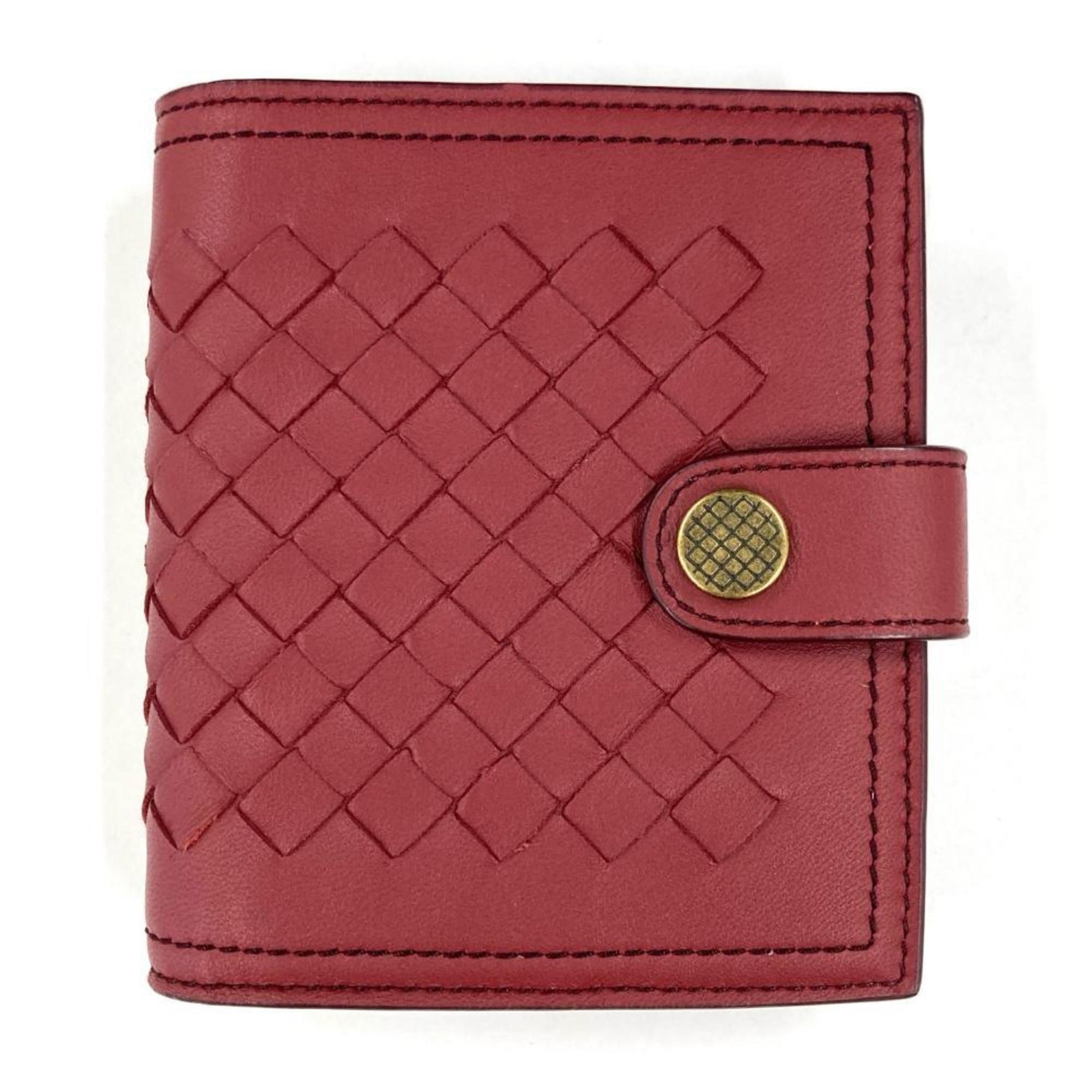 BOTTEGA VENETA Intrecciato Bi-fold Wallet Leather Red